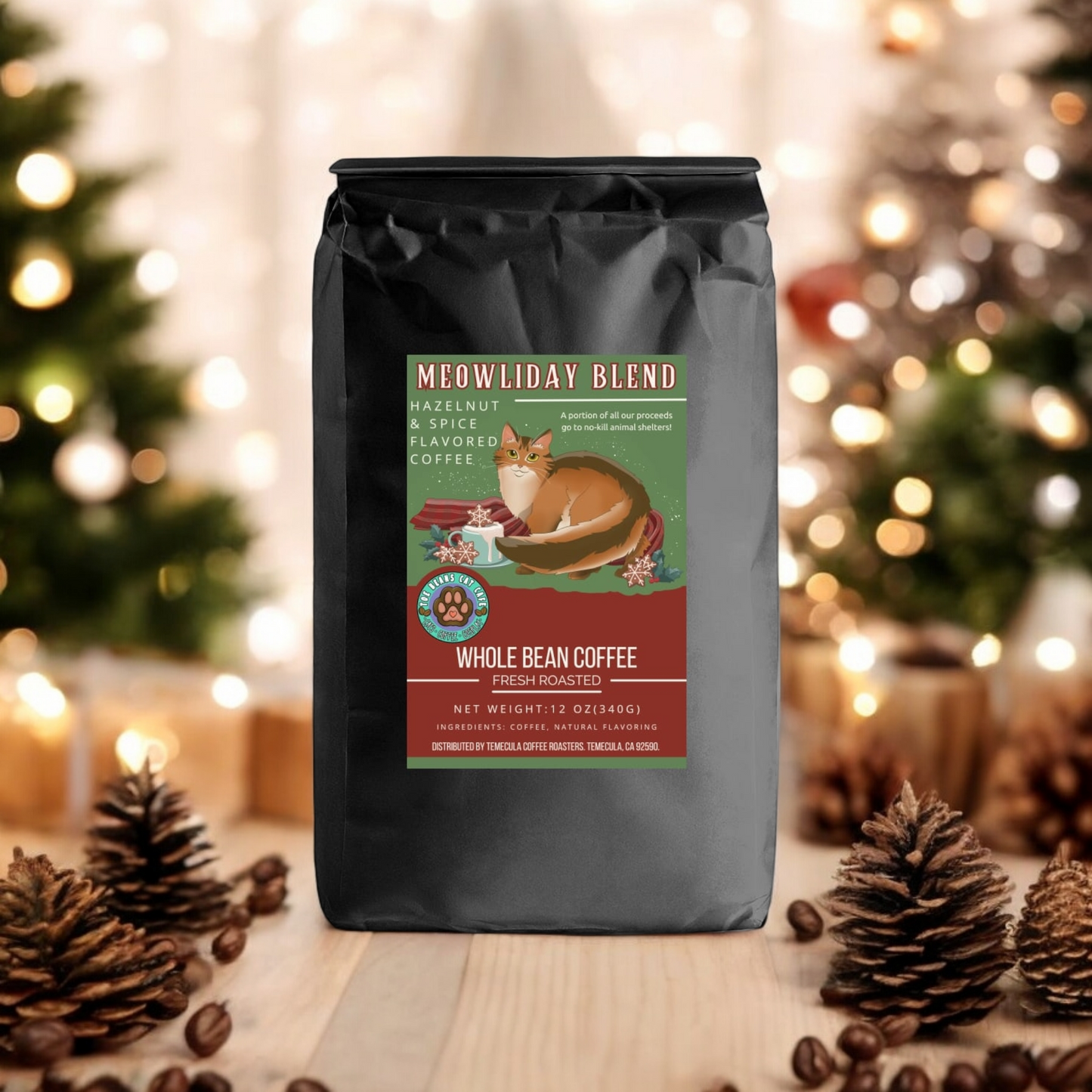 Meowliday Blend Whole Bean Coffee 12 oz. Holiday Blend