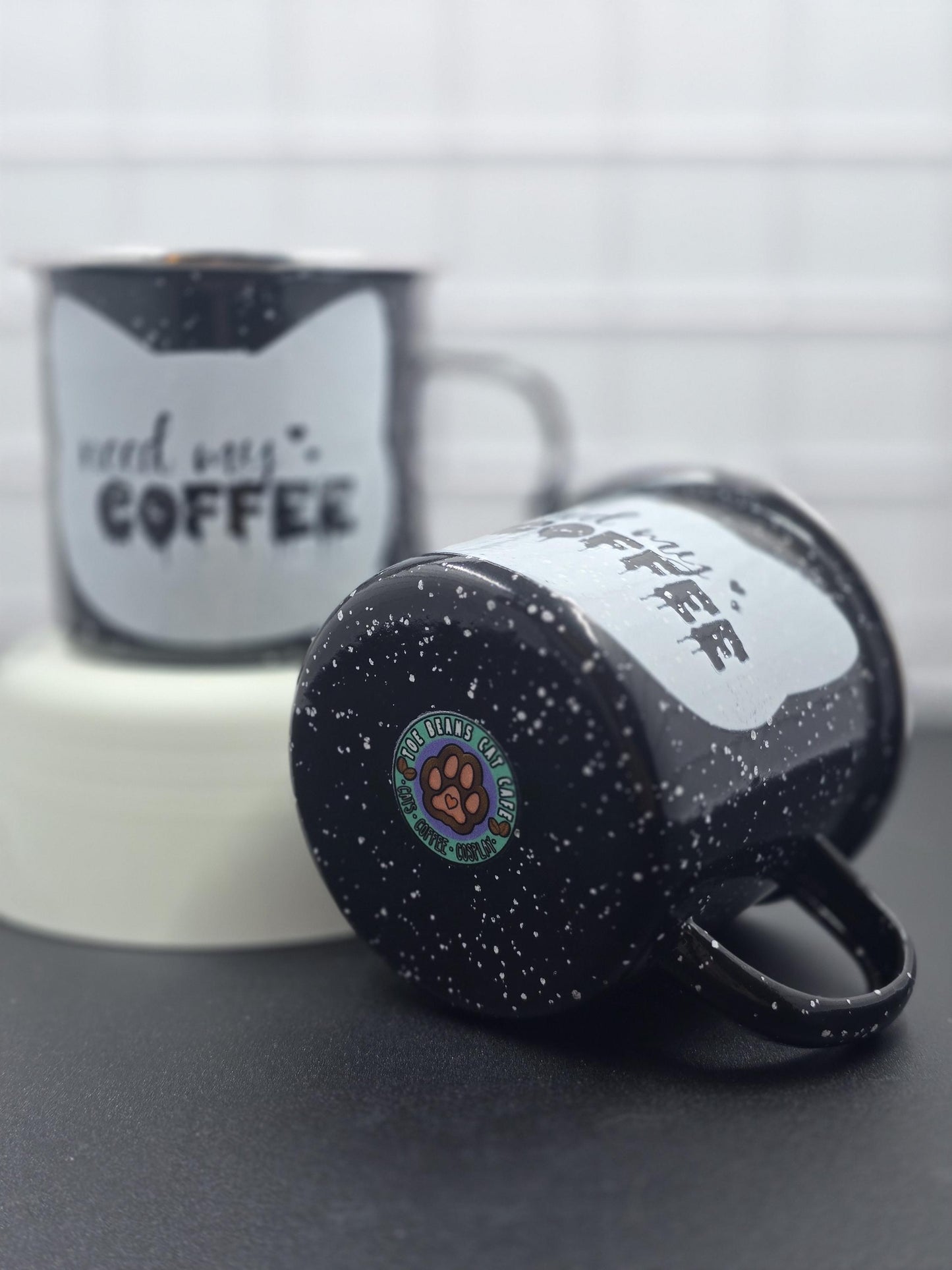 Cat-Mug-Enamel | Need My Coffee | Campfire Mug 12 oz.