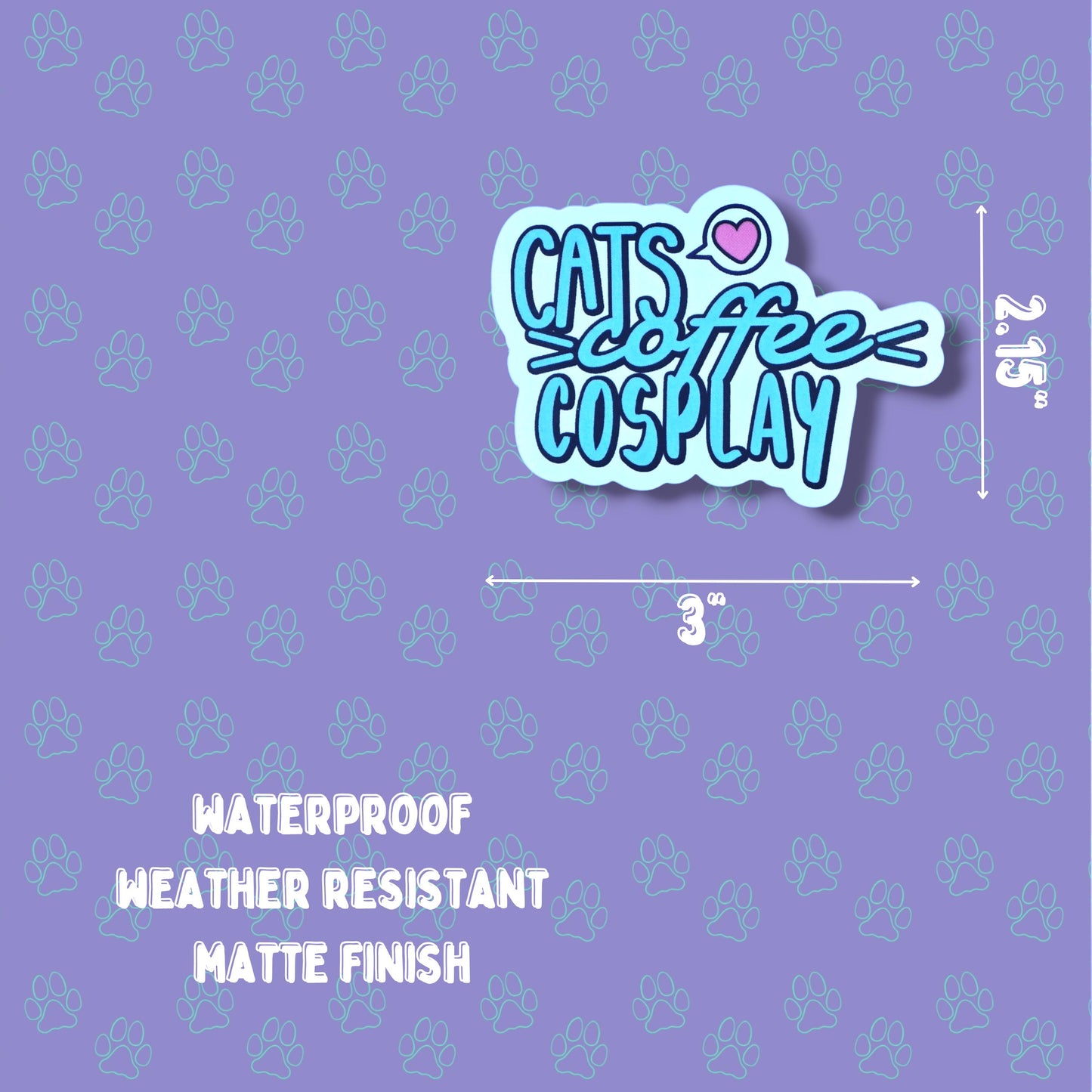 Cute-Matte Cats Coffee Cosplay Sticker |Matte Sticker| 3"x2.15"