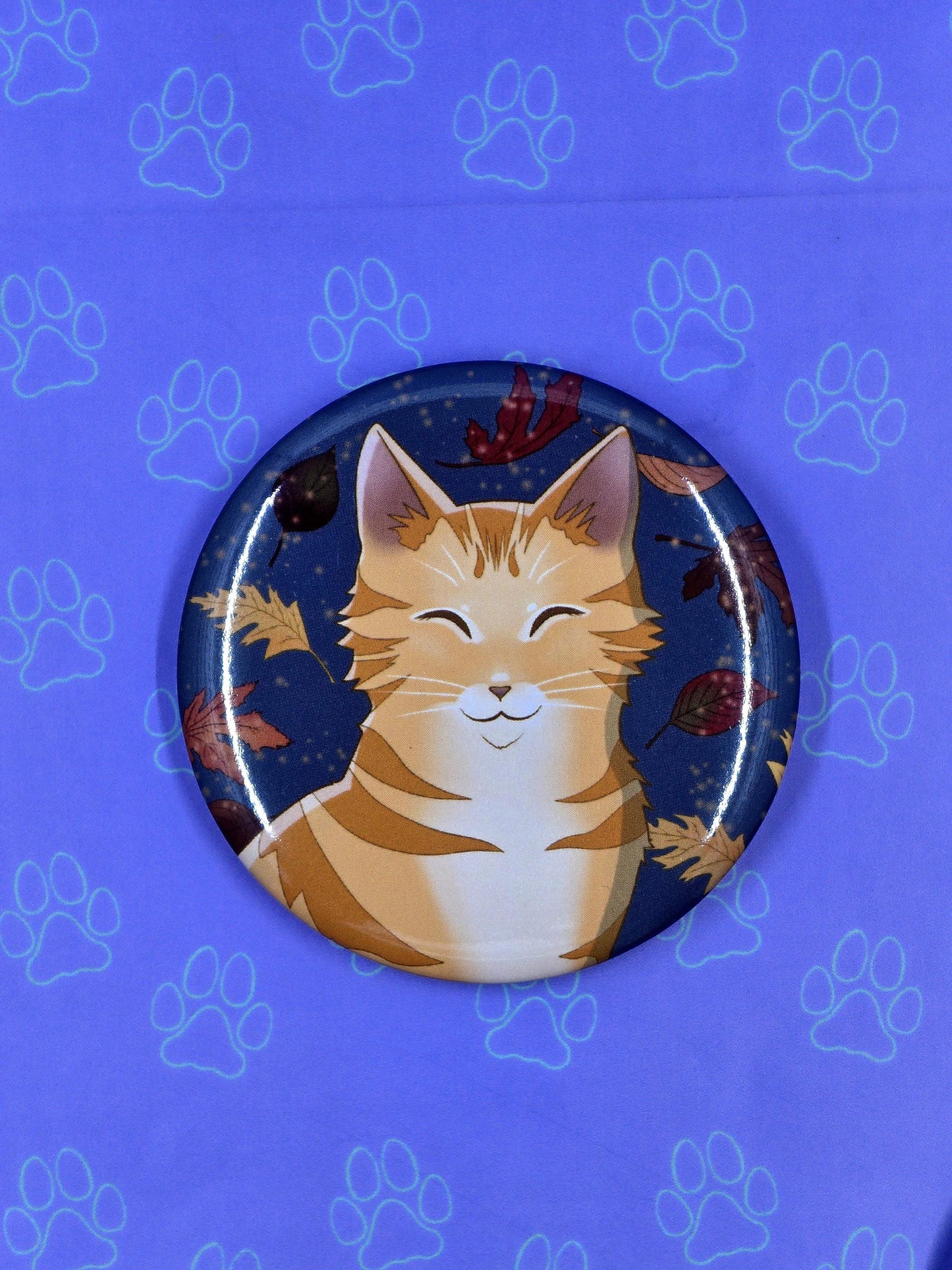 Pawmpkin Spice Button - Fall Pumpkin Spice Latte Pin - Cat Pinback Button - 2.25"