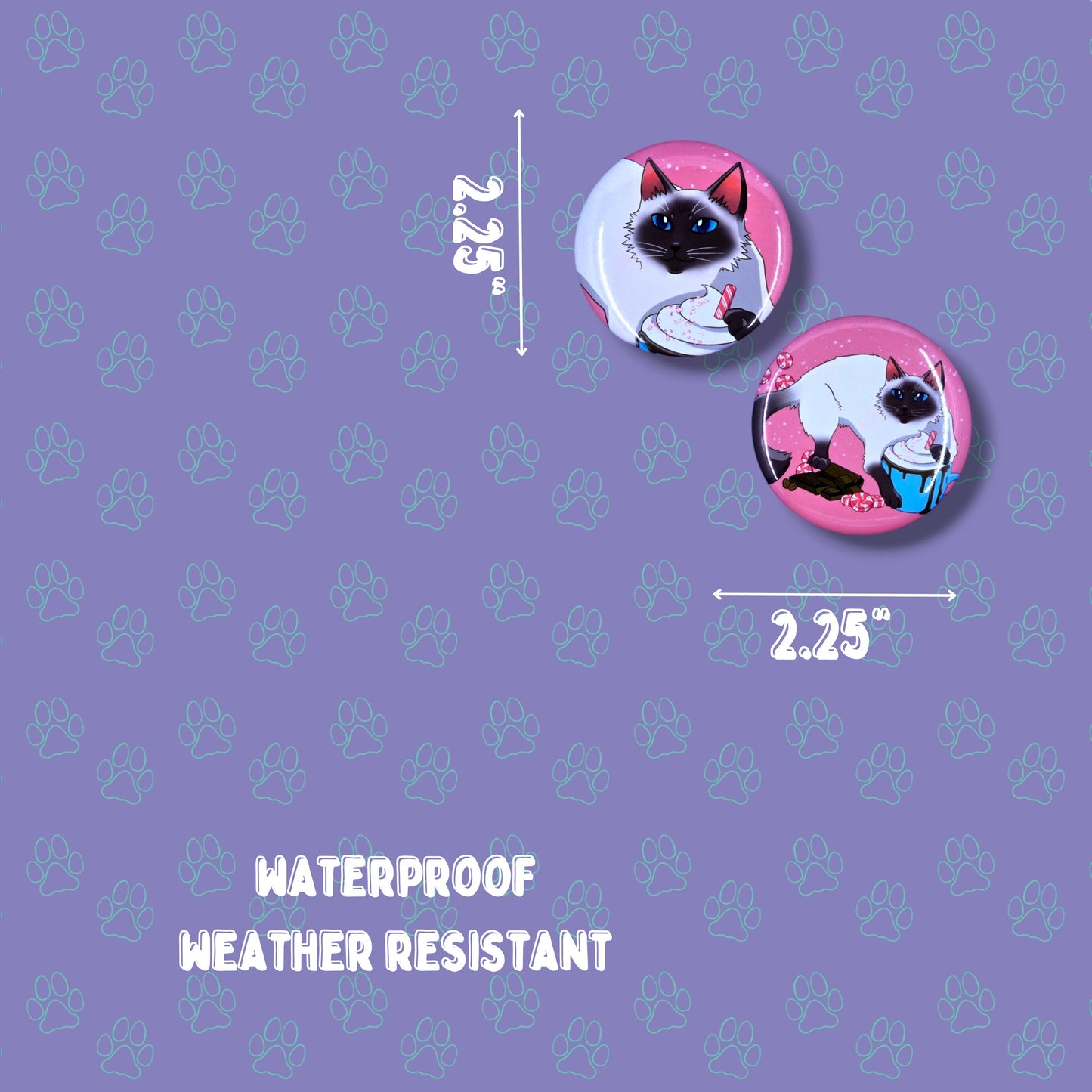 Pawpurrmint Button - Peppermint Mocha Pin - Cat Pinback Button - 2.25"