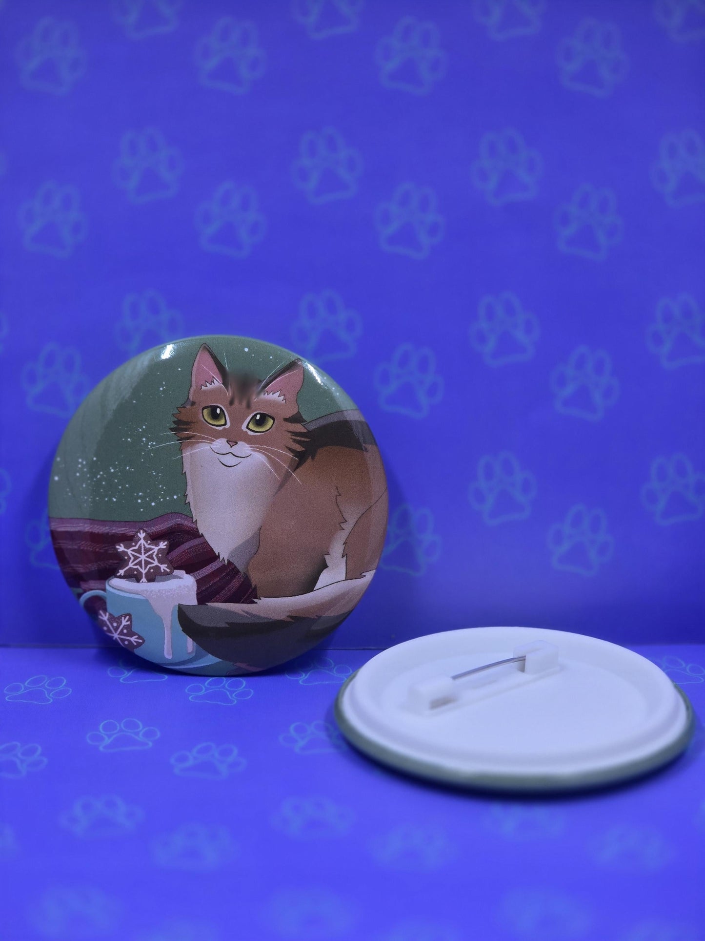 Meowliday Buttons - Holiday Christmas Pin - Cat Pinback Button - 2.25"