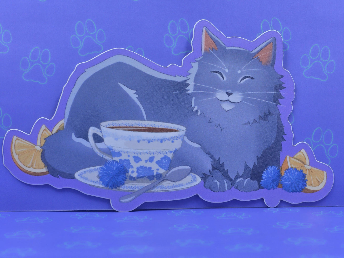 Cat-Cute-Matte Purrl Grey Cat Sticker |Matte Sticker| 4.25"x2.53"