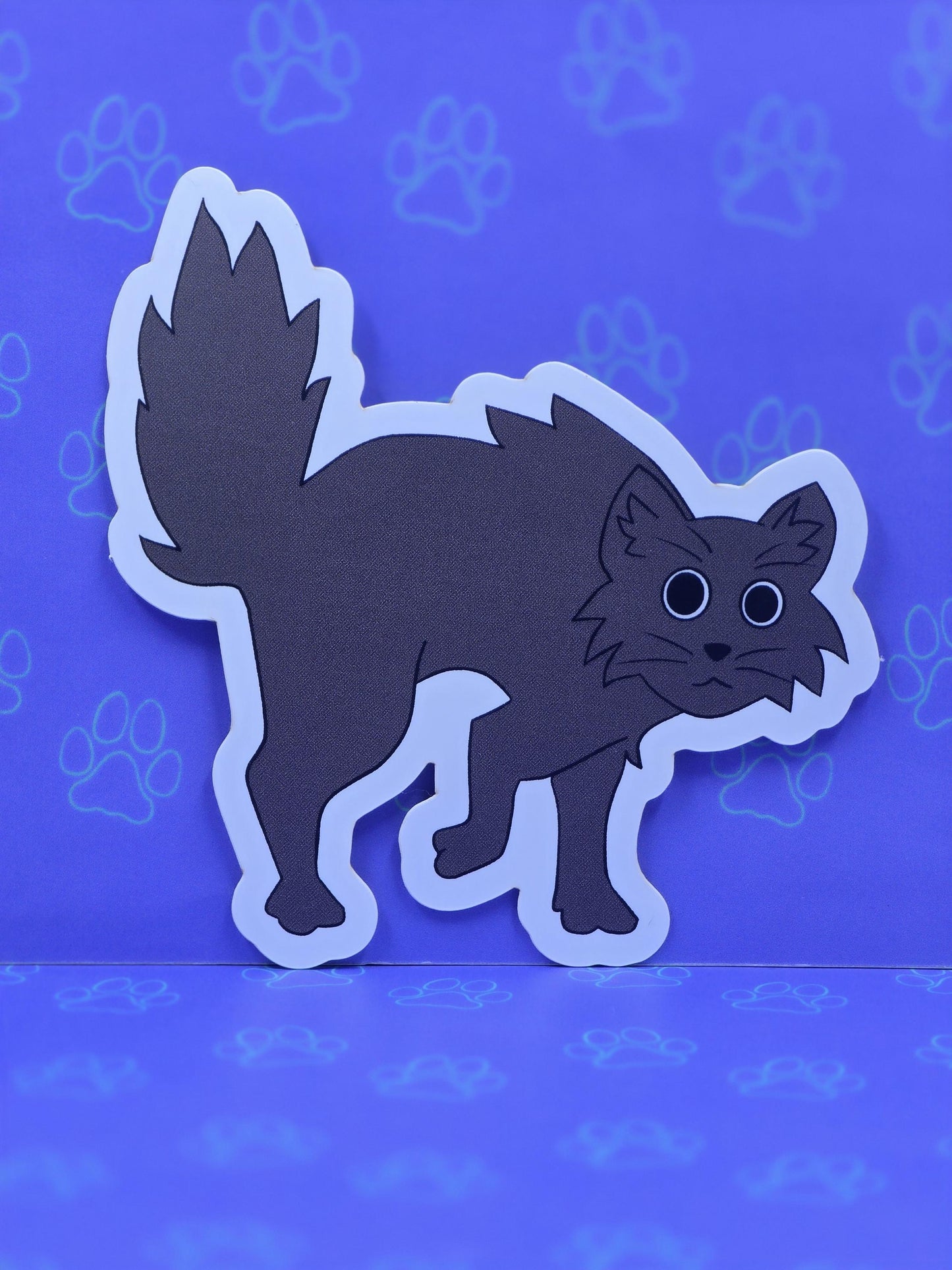 Cute-Matte Frightened Kitty - Arched Spooked Cat Sticker |Matte Sticker| 3"x2.9"