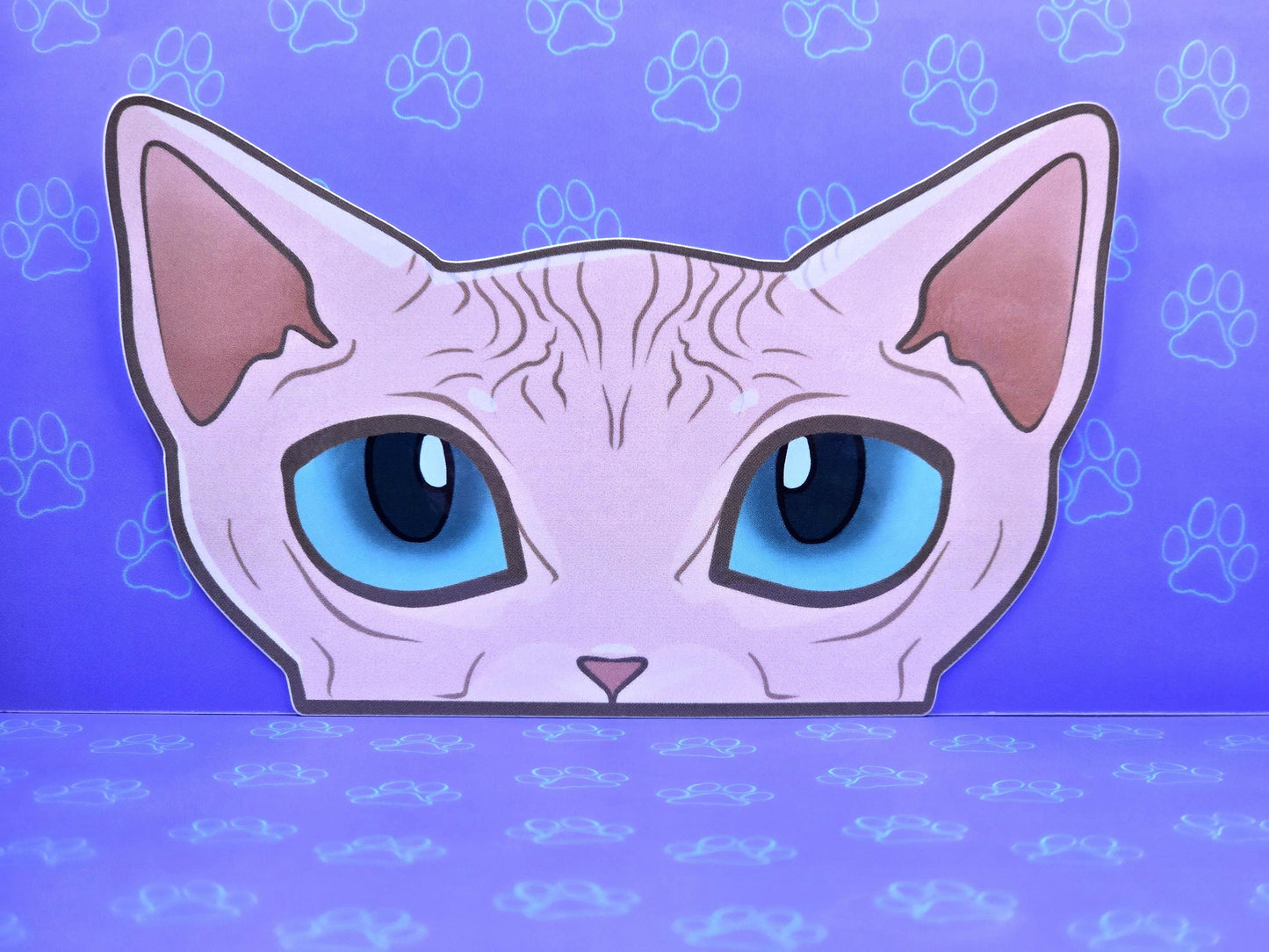 Cat-Window-Peeker Sphynx Cat Peeking Sticker |Cat Face| 4.65"x2.84"