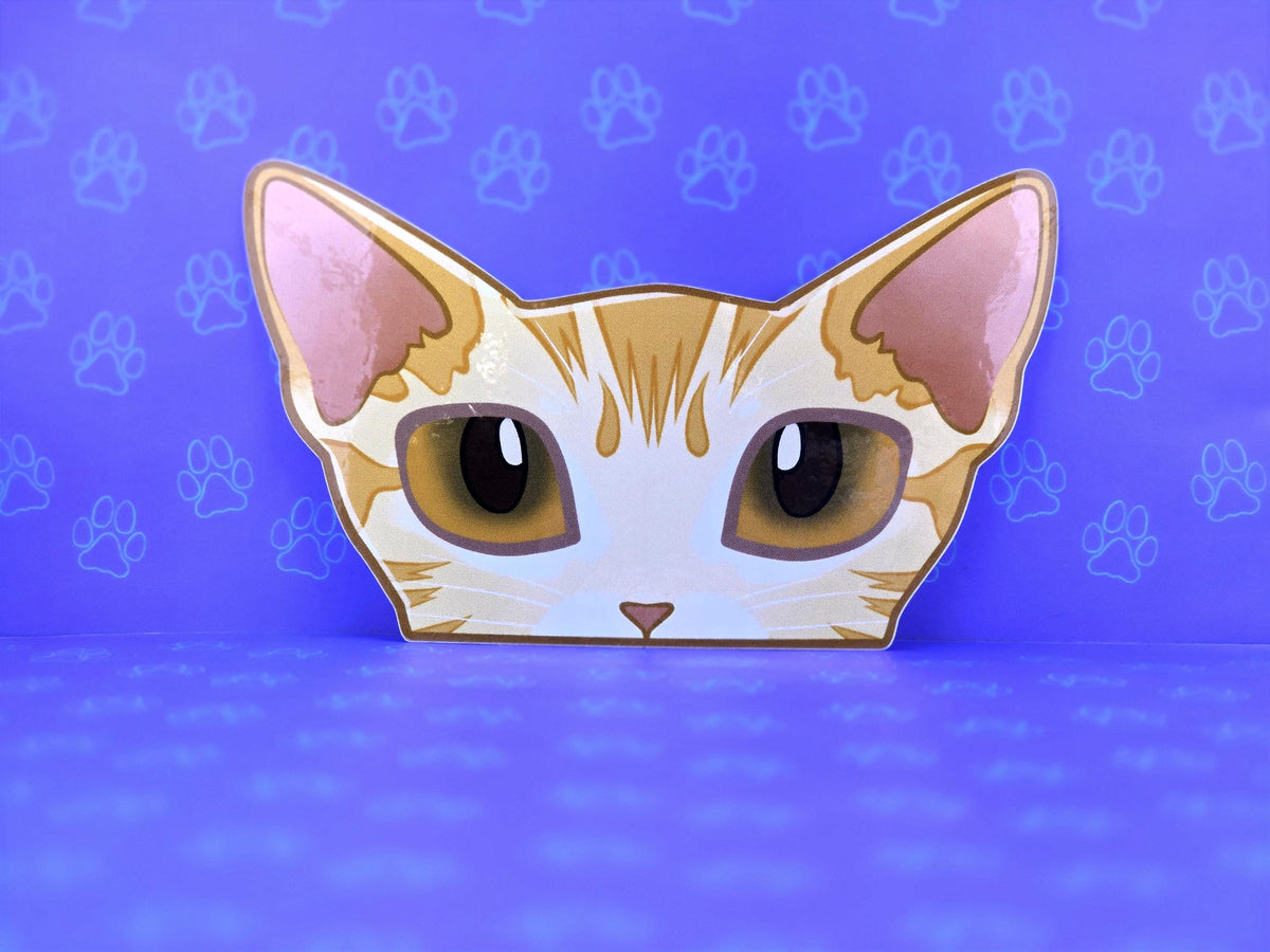 Cat-Window-Peeker Oriental Shorthair Cat Peeking Sticker |Cat Face| 4.77"x2.84"