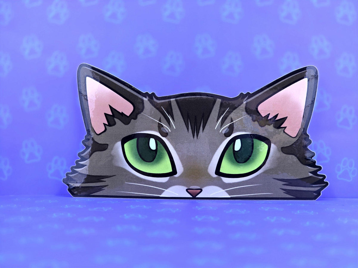 Cat-Window-Peeker Norwegian Forest Cat Cat Peeking Sticker |Cat Face| 4.65"x2.84"