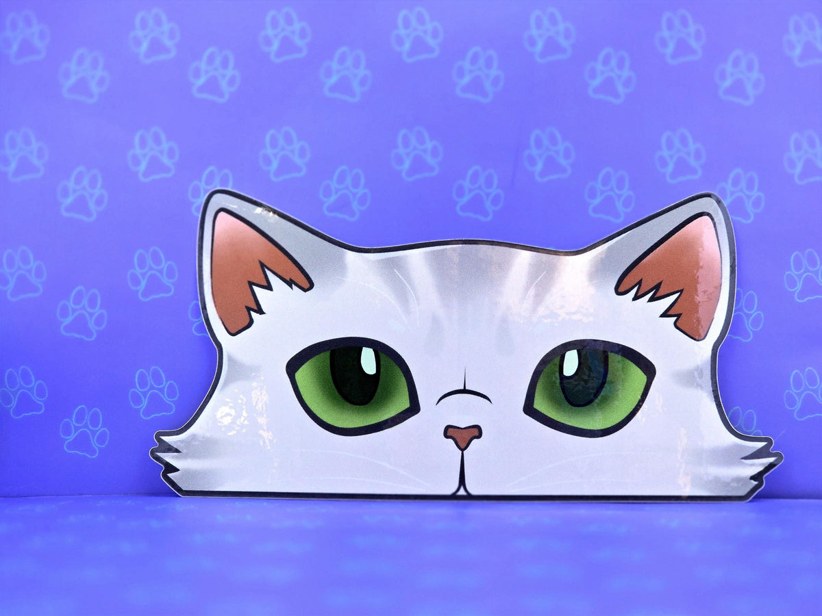 Cat-Window-Peeker Persian Cat Peeking Sticker |Cat Face| 5.82"x2.84"