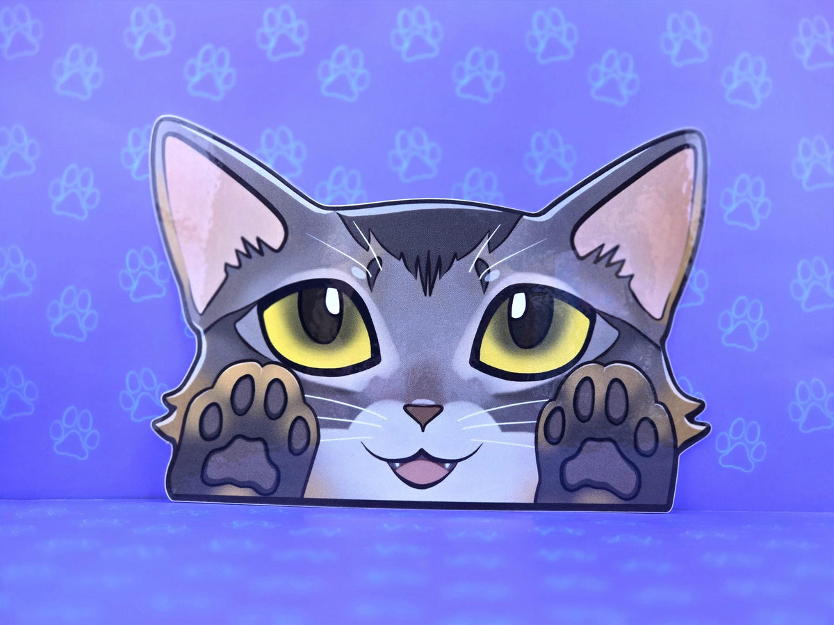 Cat-Window-Peeker Somali Cat Peeking Sticker |Cat Face| 5.12 " x 3.5 "