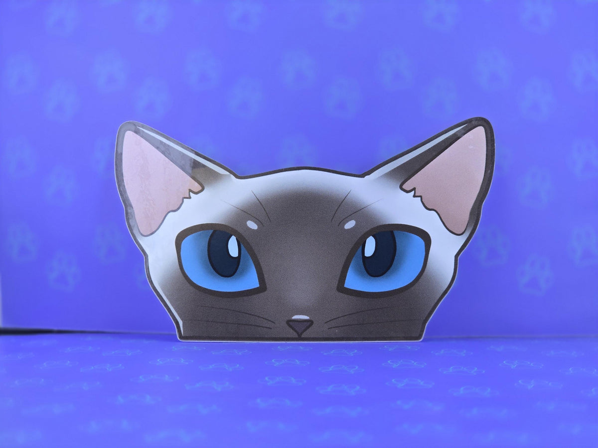 Cat-Window-Peeker Siamese Cat Peeking Sticker |Cat Face| 4.77"x2.84"