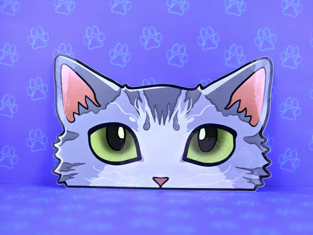 Cat-Window-Peeker Selkirk Rex Cat Peeking Sticker |Cat Face| 4.65"x2.84"