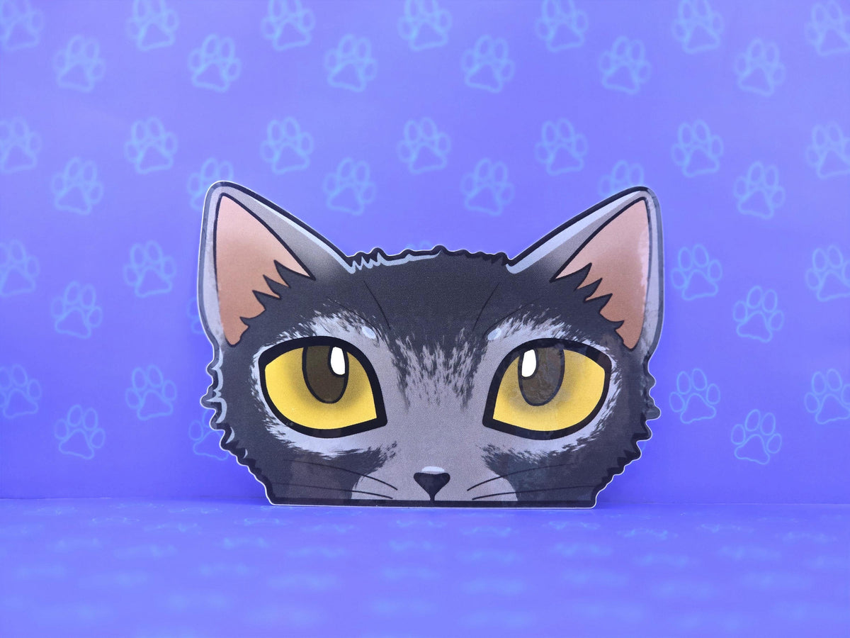 Cat-Window-Peeker Lykoi Cat Peeking Sticker |Cat Face| 4.12"x2.84"