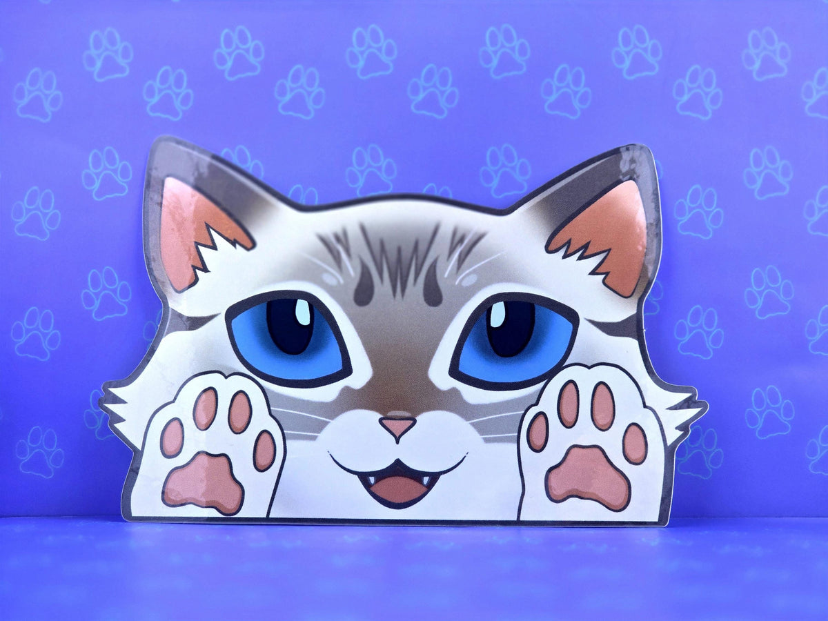 Cat-Window-Peeker Birman Cat Peeking Sticker |Cat Face| 5.46"x3.5"