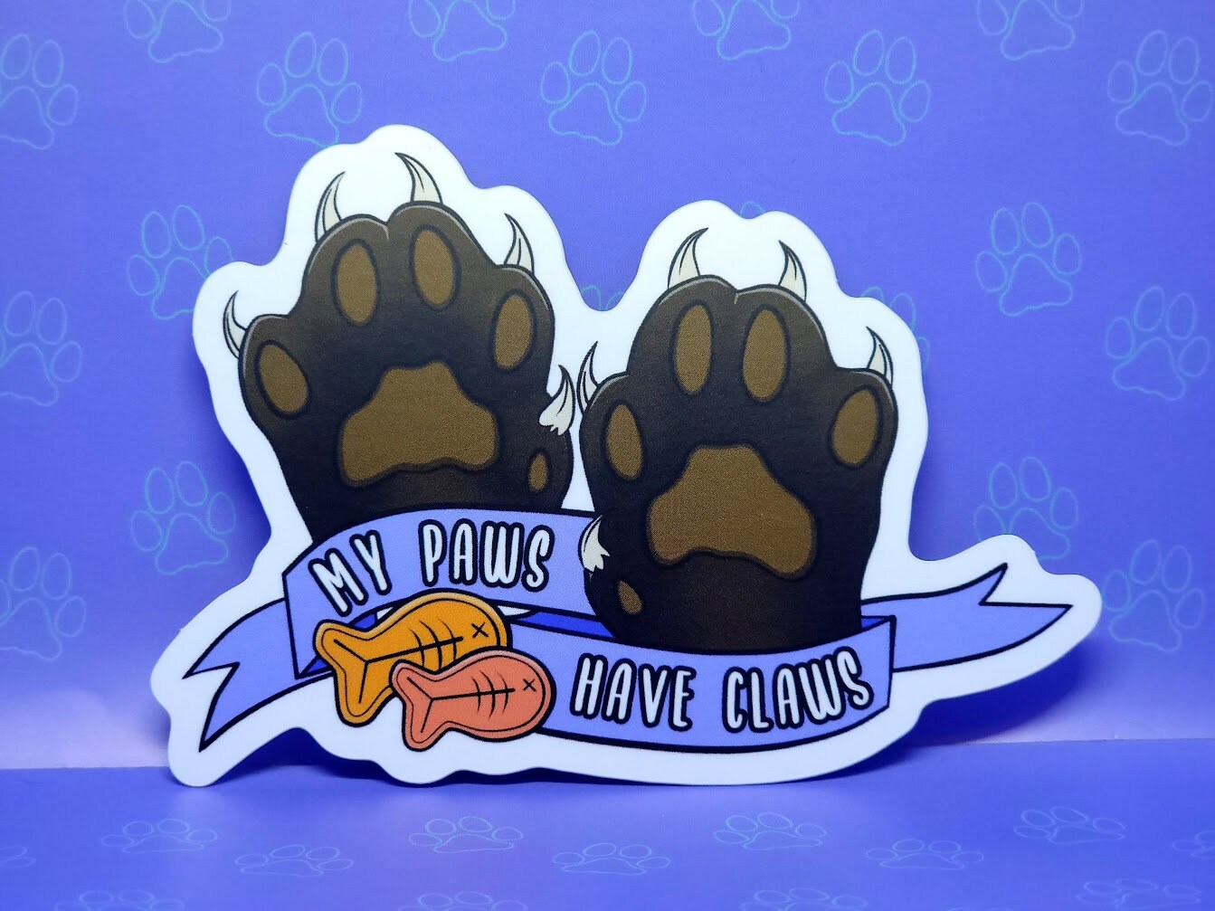 Cat-Cute-Matte My Paws Have Claws Sticker |Cat Quote Matte| 4"x2.91"