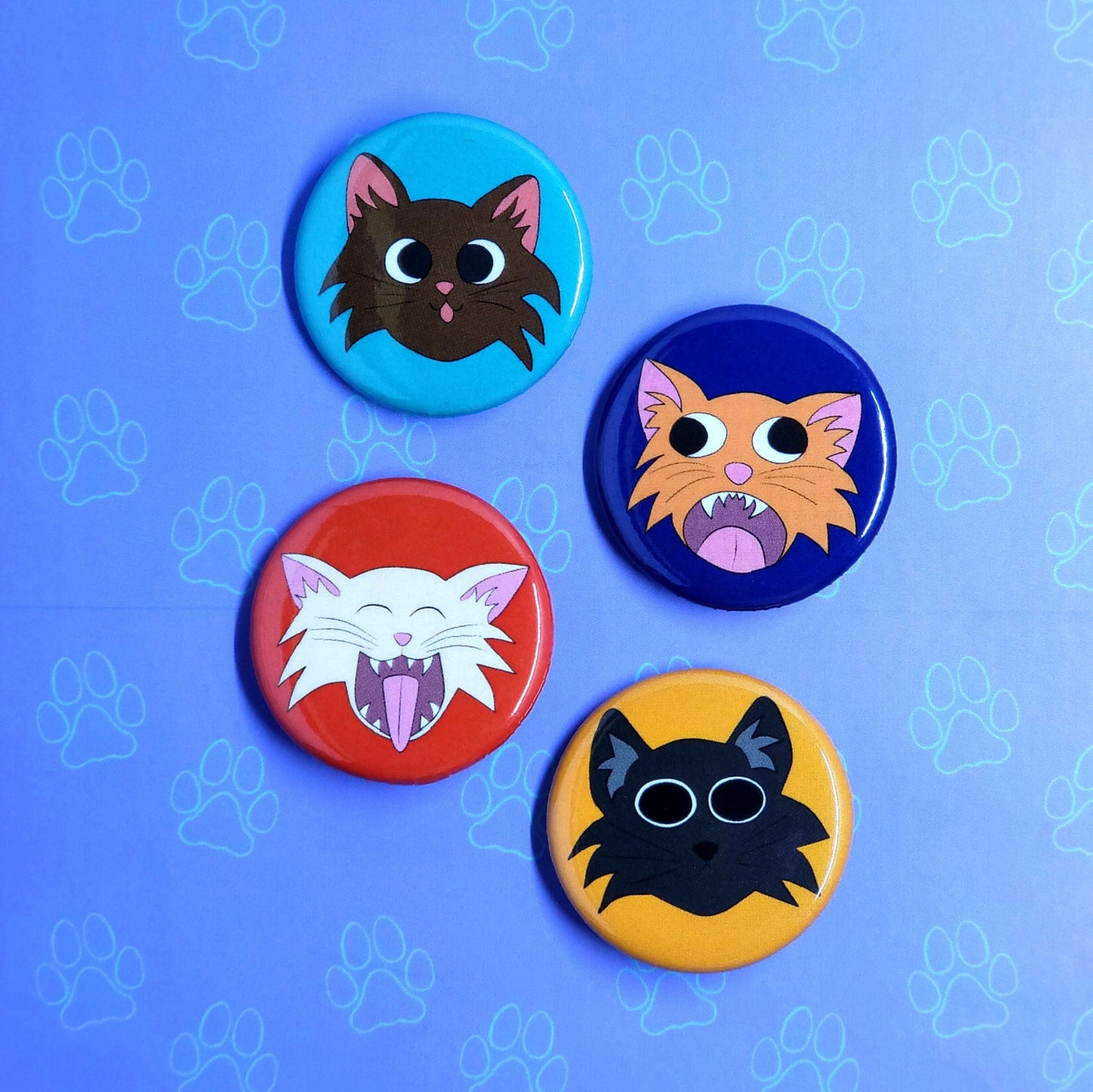 Cat-Cute-Matte Funny Expressions Mini Buttons |Cat Cute Pinback Buttons| 4 Pack 1.25"x1.25"
