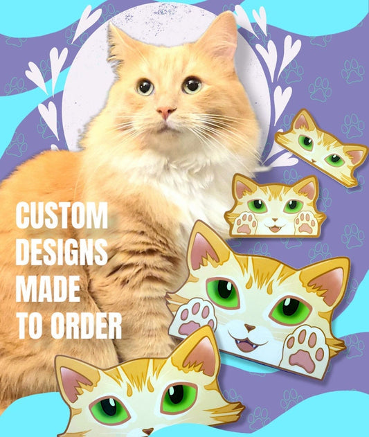 Custom Cat-Window-Peeker Custom Cat Peeking Sticker |Custom Cat Face Paws Sticker| 5.5"x3.5" 5.5"x2.84" 2"x1.05" 2"x1.30"