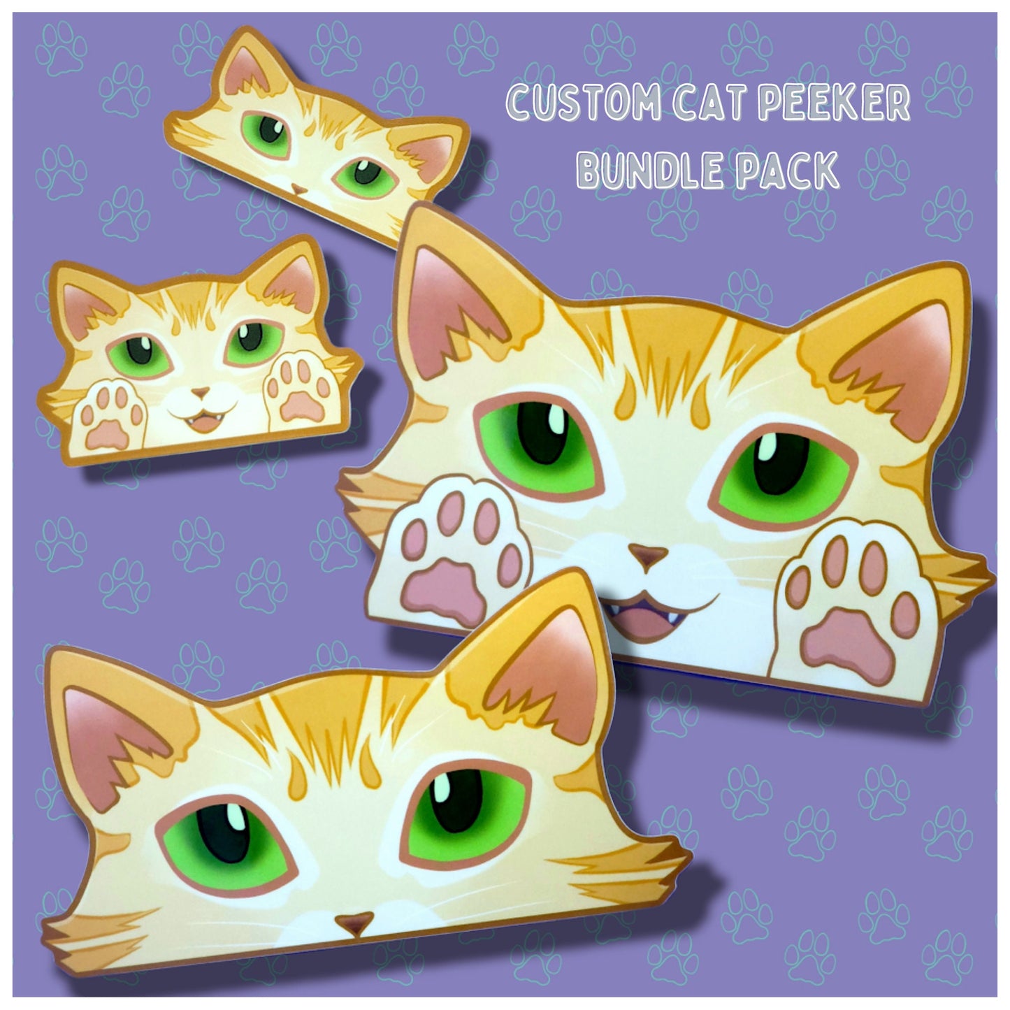 Custom Cat-Window-Peeker Custom Cat Peeking Sticker |Custom Cat Face Paws Sticker| 5.5"x3.5" 5.5"x2.84" 2"x1.05" 2"x1.30"