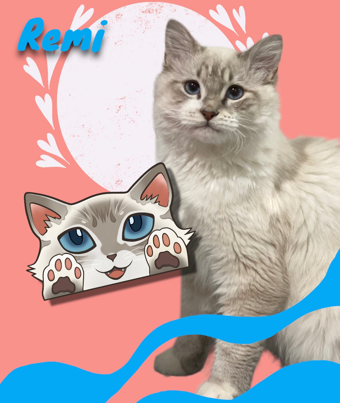 Custom Cat-Window-Peeker Custom Cat Peeking Sticker |Custom Cat Face Paws Sticker| 5.5"x3.5" 5.5"x2.84" 2"x1.05" 2"x1.30"