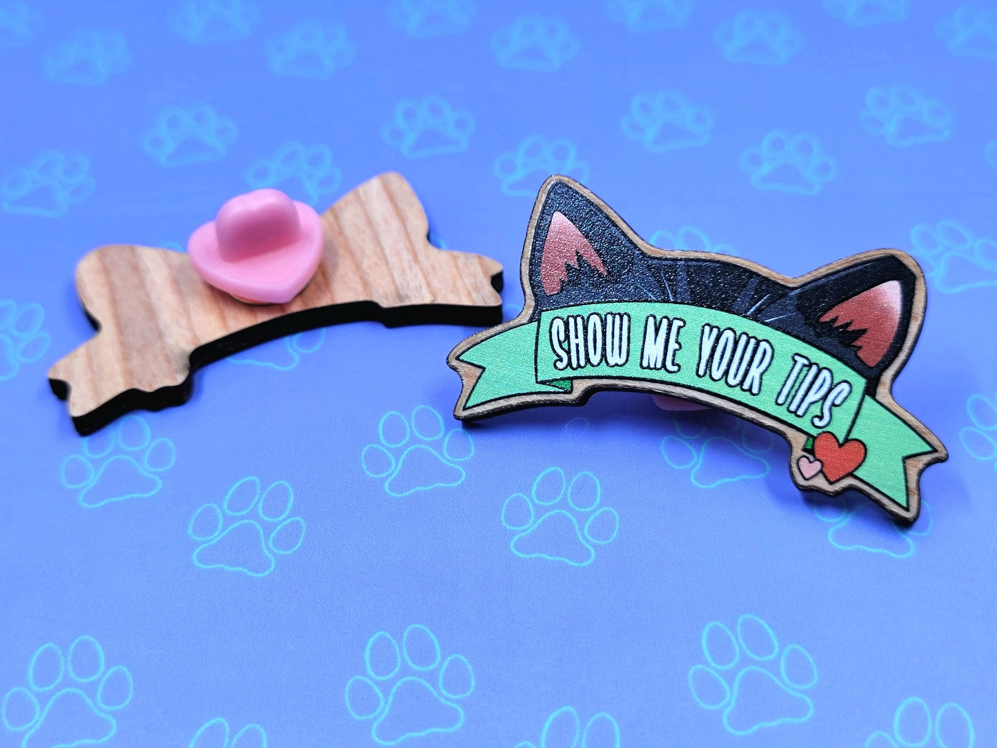 Cat-Cute-Wooden Pin - Trap Neuter Return - TNR Support - Snip 'Em and Tip 'Em - No Balls No Brawls - Show Me Your Tips - Synthetic 2"x2"
