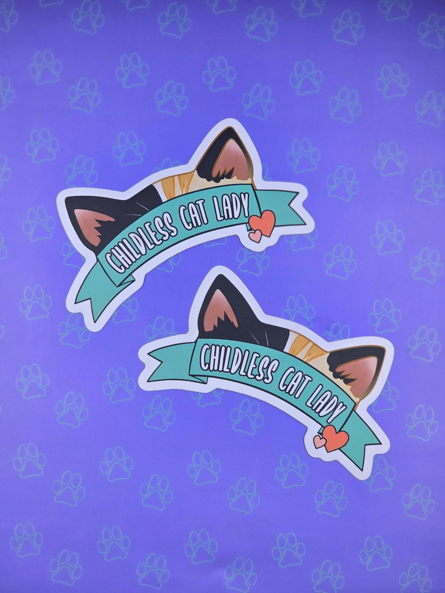 Childless Cat Lady Sticker - Cat Ear Banner Sticker - Matte 3.68" x 2"