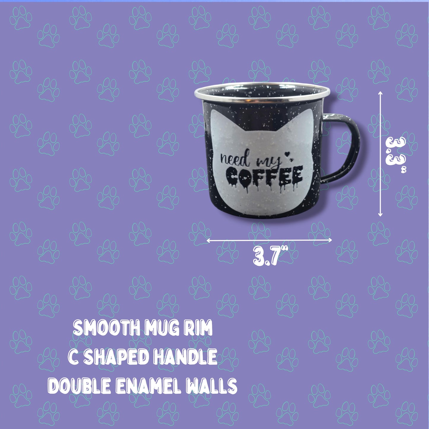 Cat-Mug-Enamel | Need My Coffee | Campfire Mug 12 oz.
