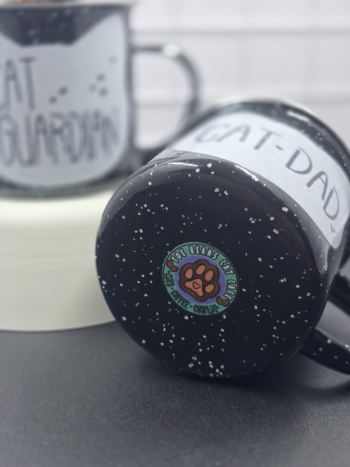 Cat-Mug-Enamel | Cat Mom - Cat Dad - Cat Guardian | Campfire Mug 12 oz.