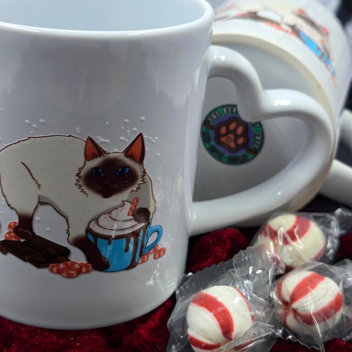 Cat-Mug-Ceramic | Pawpurrmint Meowcha Cat Mug | Heart Handle Mug 11 oz.