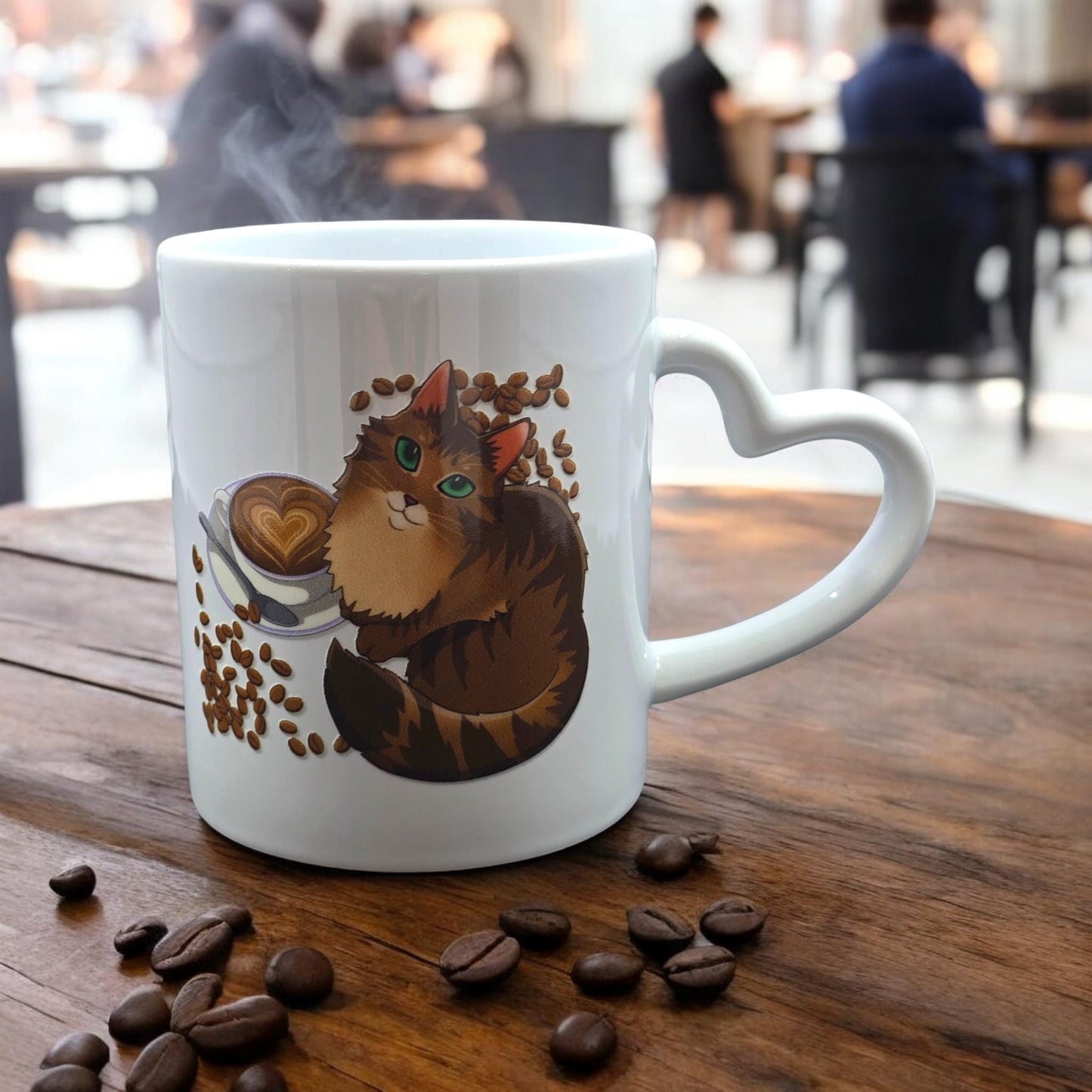 Cat-Mug-Ceramic | Toe Beans Catpurrccino Cat Mug | Heart Handle Mug 11 oz.