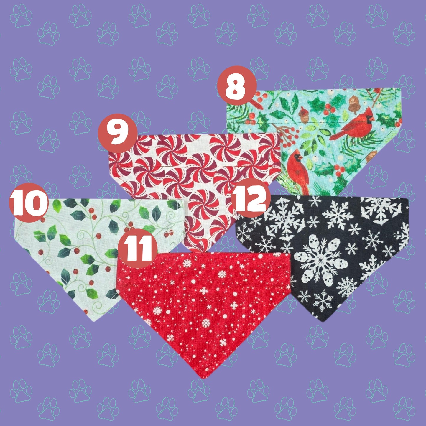 Cat Collars with Bandanas - Holiday Themed Cat Accessories -  Breakaway Cat Collar with Hand Sewn Bandana - Christmas Collar -