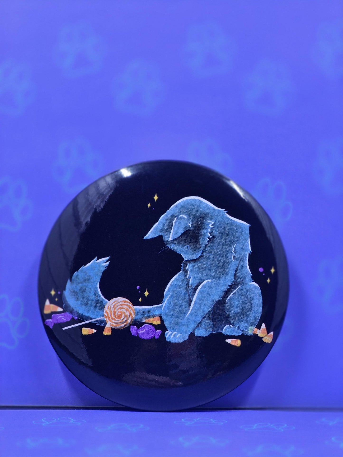 Trick Purr Treat Cat Buttons - Halloween Pin - Cat Pinback Button - 2.25"