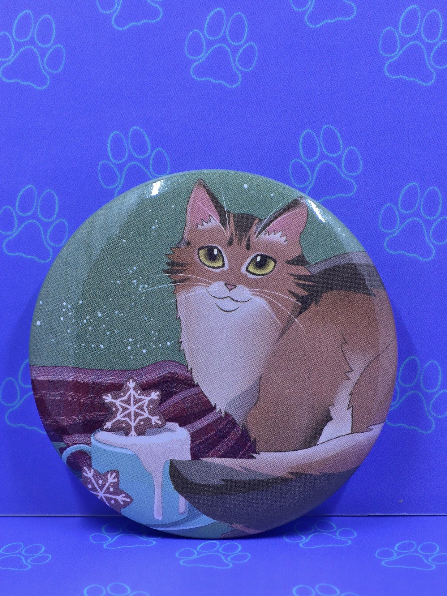 Meowliday Buttons - Holiday Christmas Pin - Cat Pinback Button - 2.25"