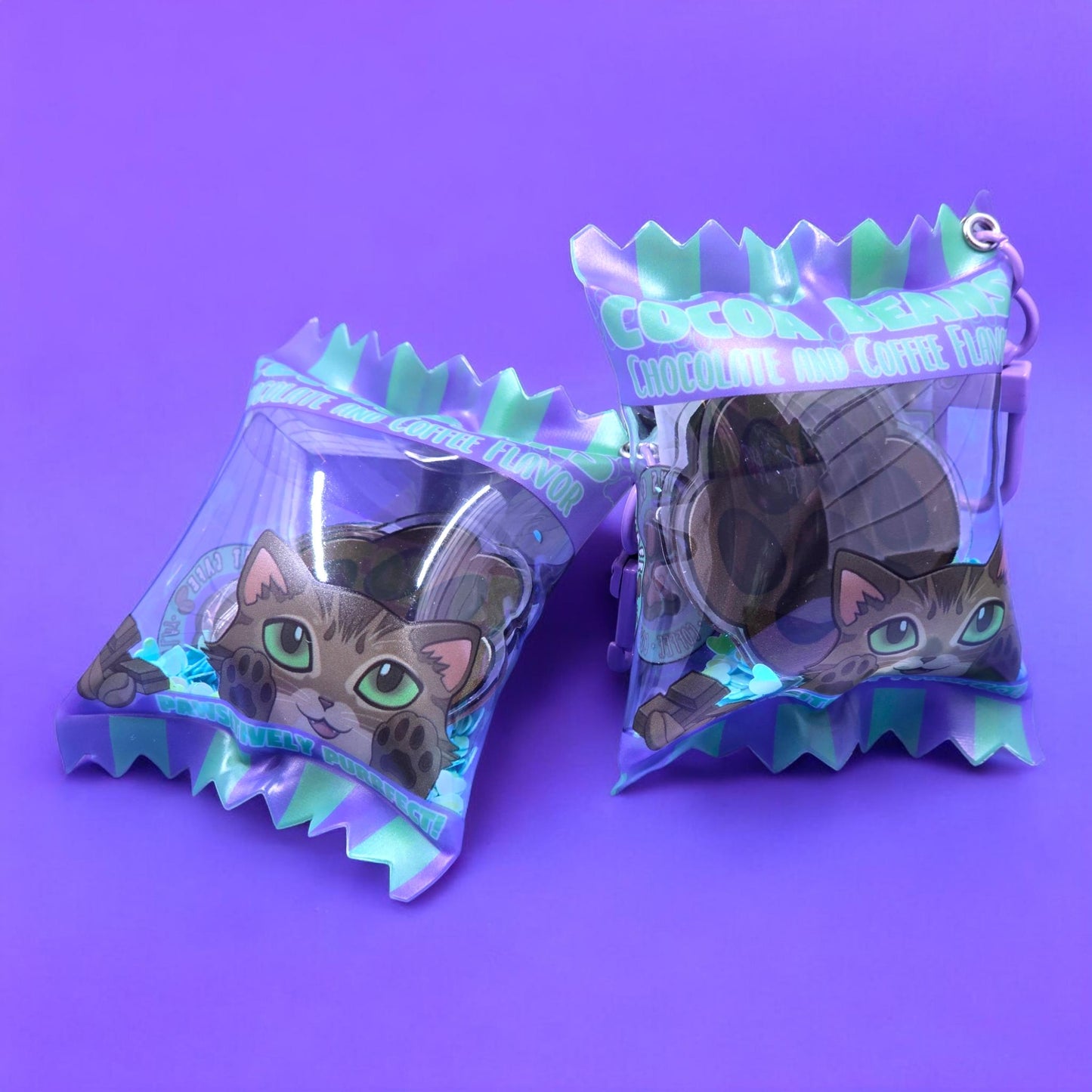 Candy Bag Shaker Charm Keychains - Cat Paw Charms - Cat Keychain - Acrylic Candy Keychain - Toe Beans 3" x 2.5"