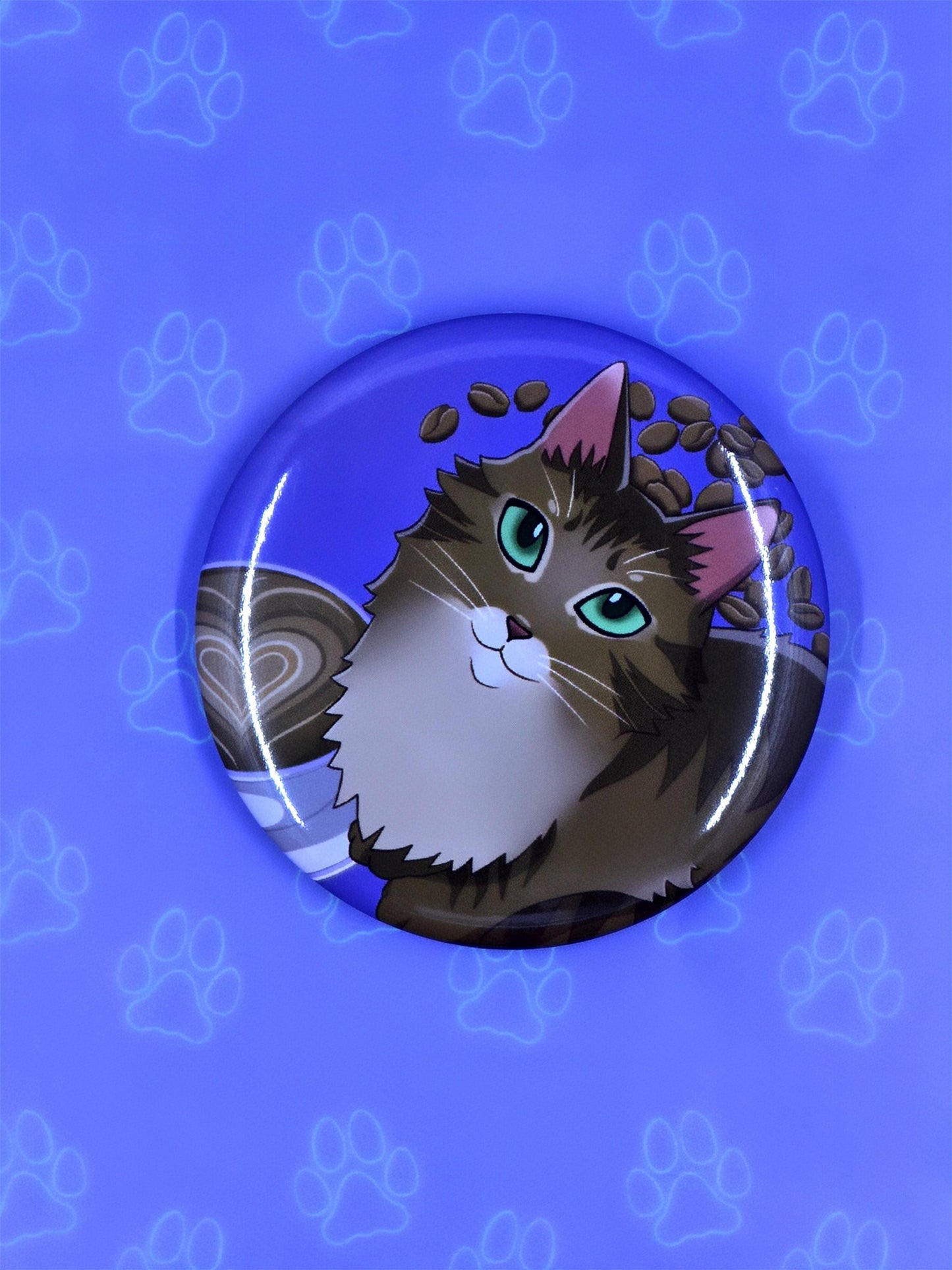 Toe Beans Catpurrccino Button - Cat Coffee Cappuccino Pin - Cat Pinback Button - 2.25"