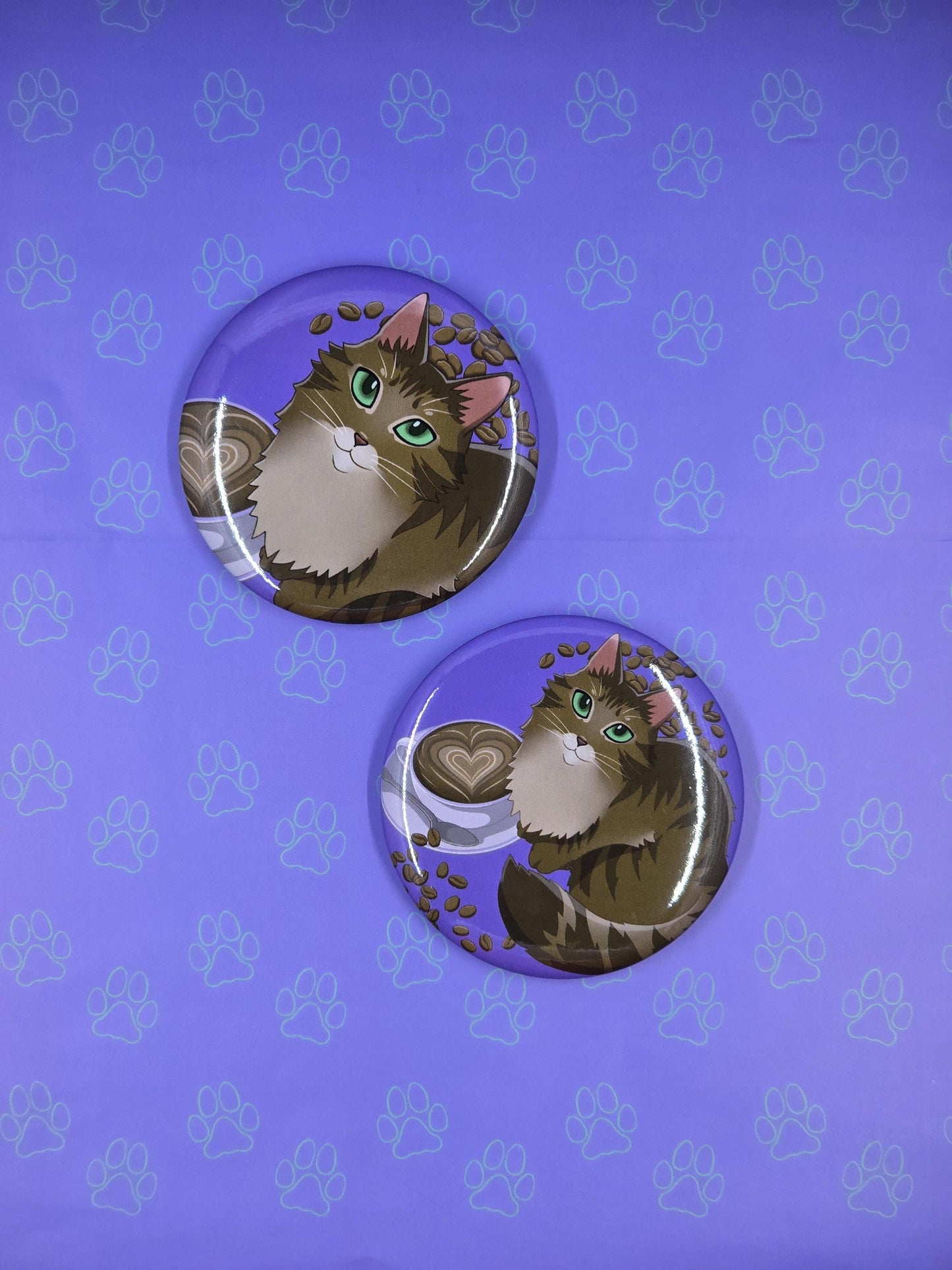 Toe Beans Catpurrccino Button - Cat Coffee Cappuccino Pin - Cat Pinback Button - 2.25"