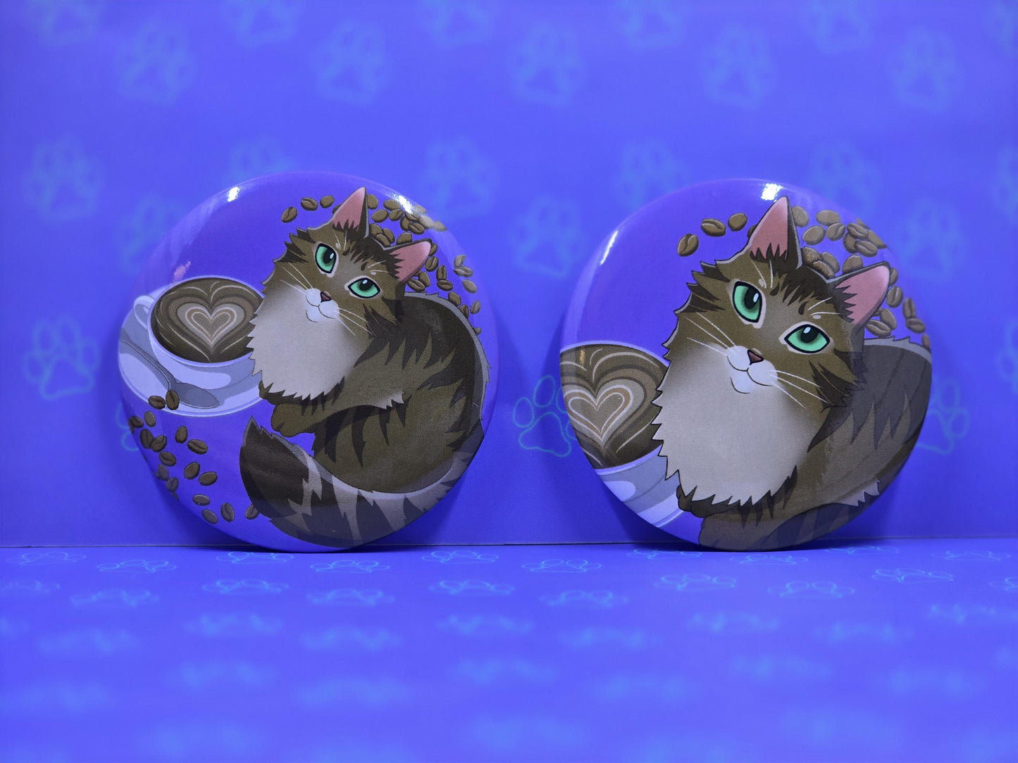 Toe Beans Catpurrccino Button - Cat Coffee Cappuccino Pin - Cat Pinback Button - 2.25"