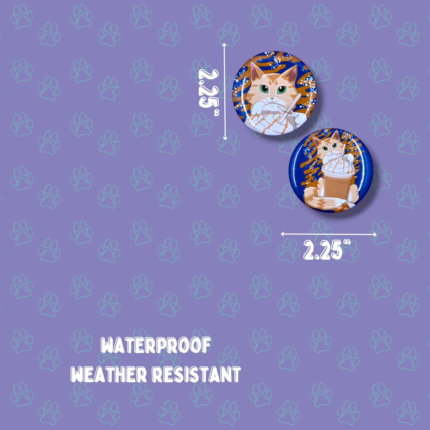 Salty Carameow Button - Cat Salted Caramel Latte Pin - Cat Pinback Button - 2.25"