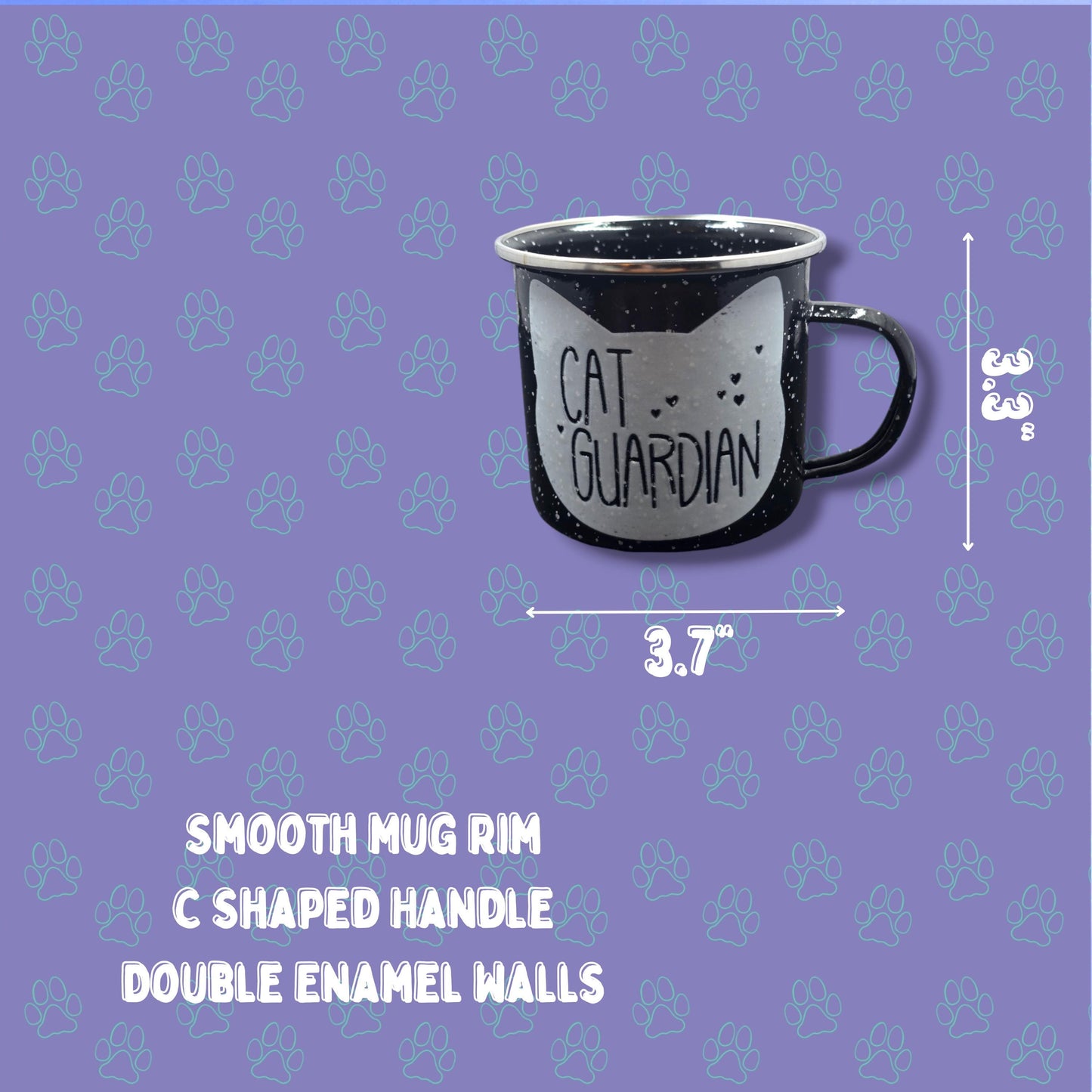 Cat-Mug-Enamel | Cat Mom - Cat Dad - Cat Guardian | Campfire Mug 12 oz.