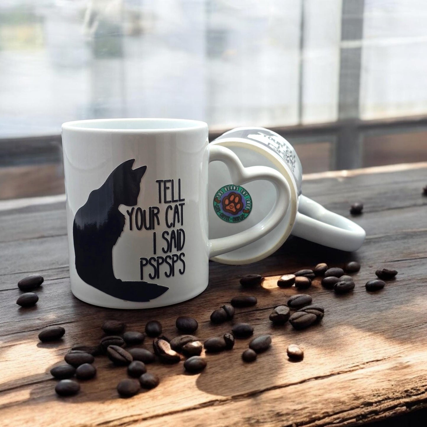 Cat-Mug-Ceramic | Tell Your Cat I Said PsPsPs Mug | Heart Handle Mug 11 oz.