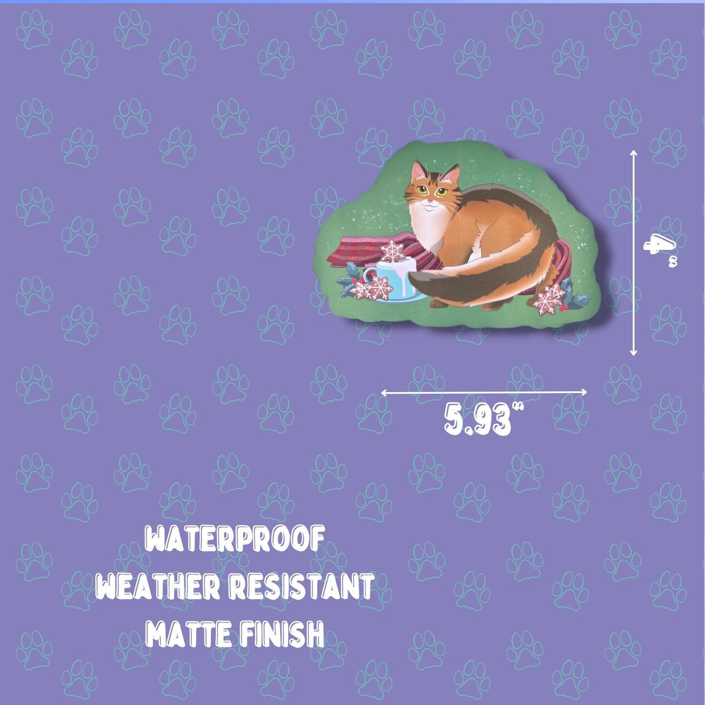 Cat-Cute-Matte Meowliday Cat Sticker |Matte Sticker| 4"x5.93"