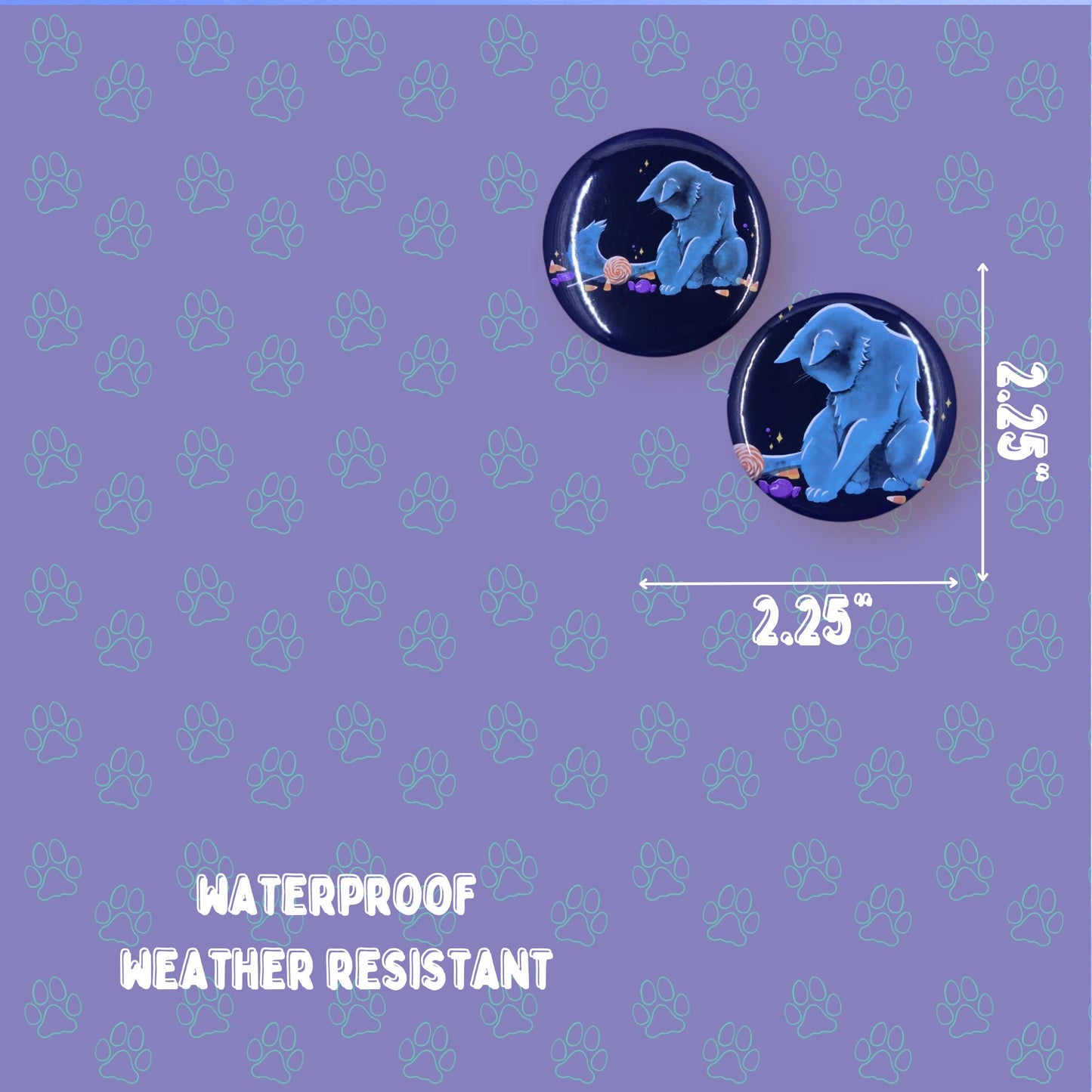 Trick Purr Treat Cat Buttons - Halloween Pin - Cat Pinback Button - 2.25"