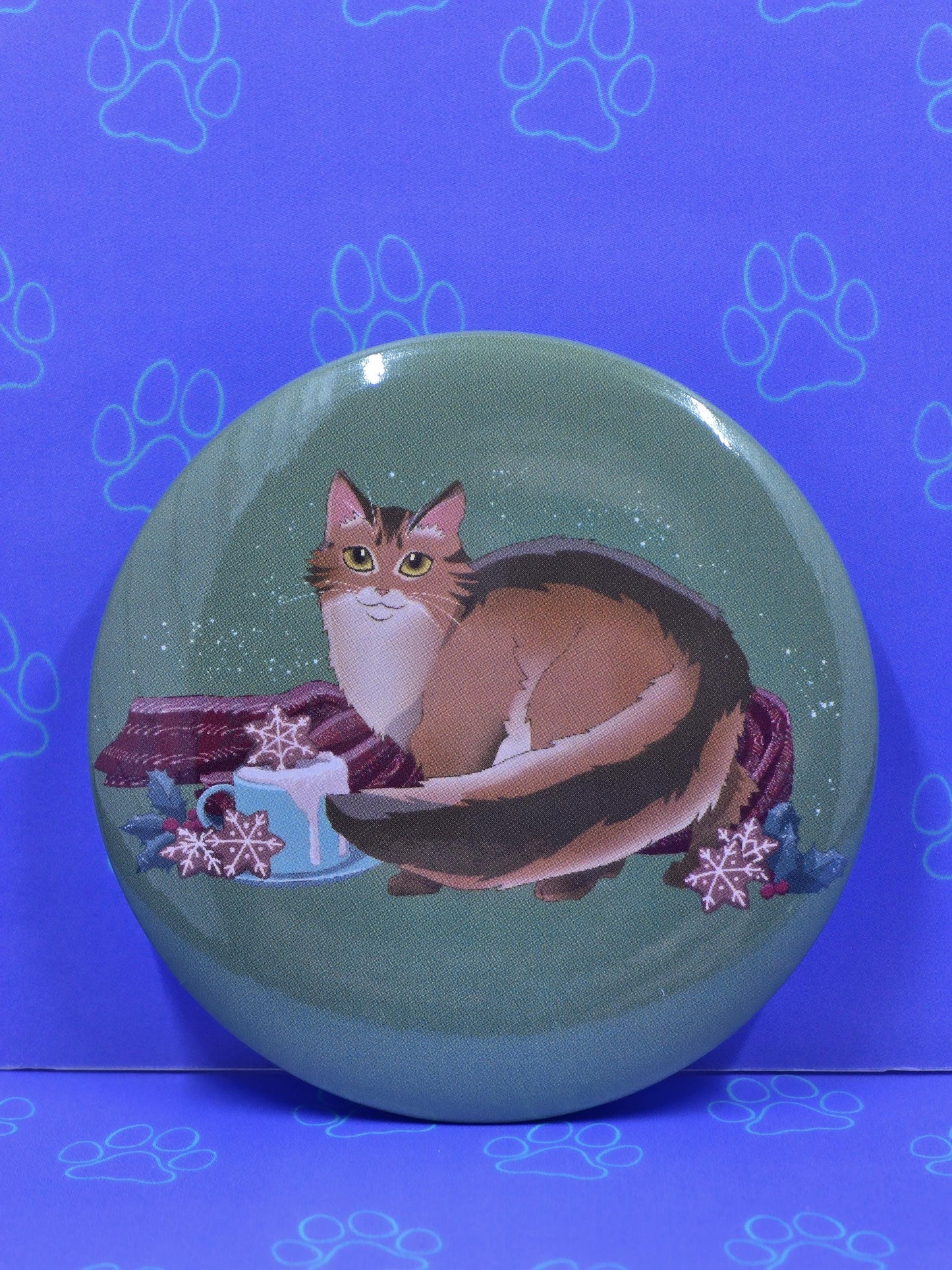Meowliday Buttons - Holiday Christmas Pin - Cat Pinback Button - 2.25"