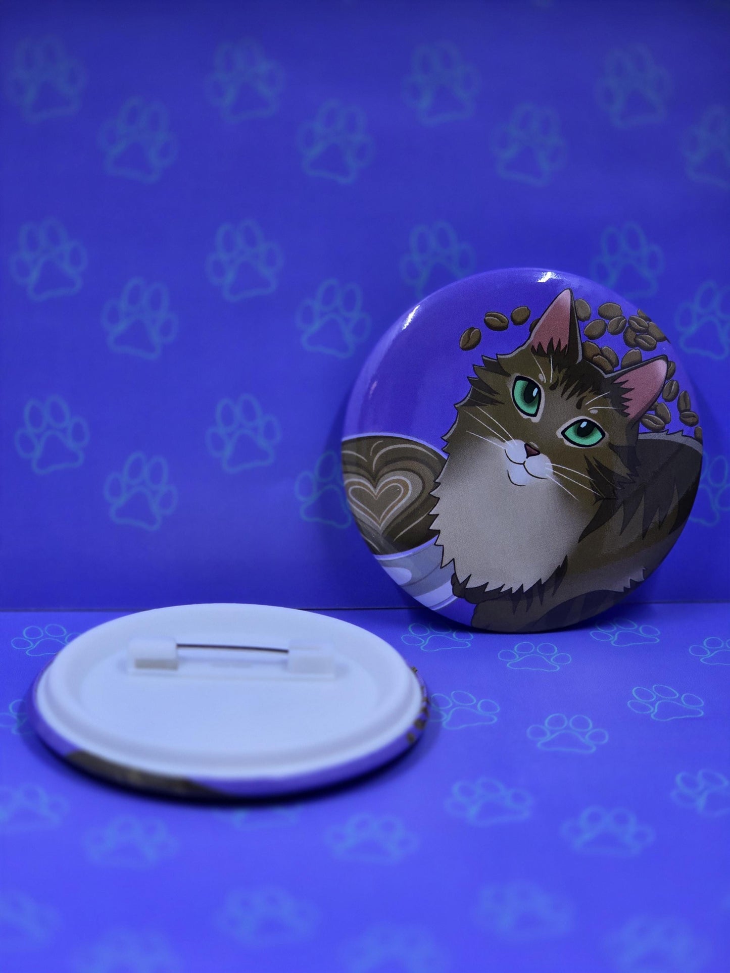 Toe Beans Catpurrccino Button - Cat Coffee Cappuccino Pin - Cat Pinback Button - 2.25"