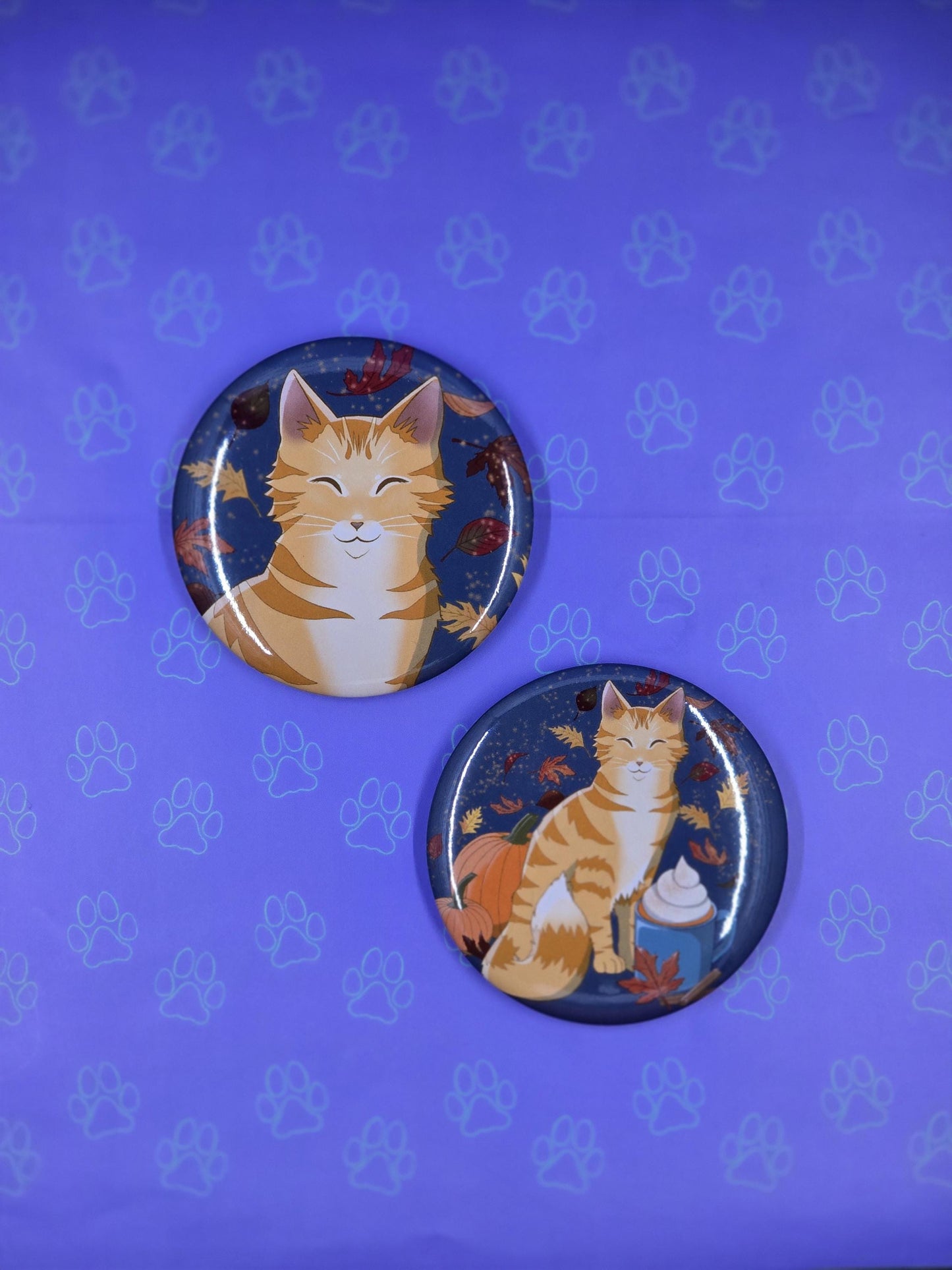Pawmpkin Spice Button - Fall Pumpkin Spice Latte Pin - Cat Pinback Button - 2.25"