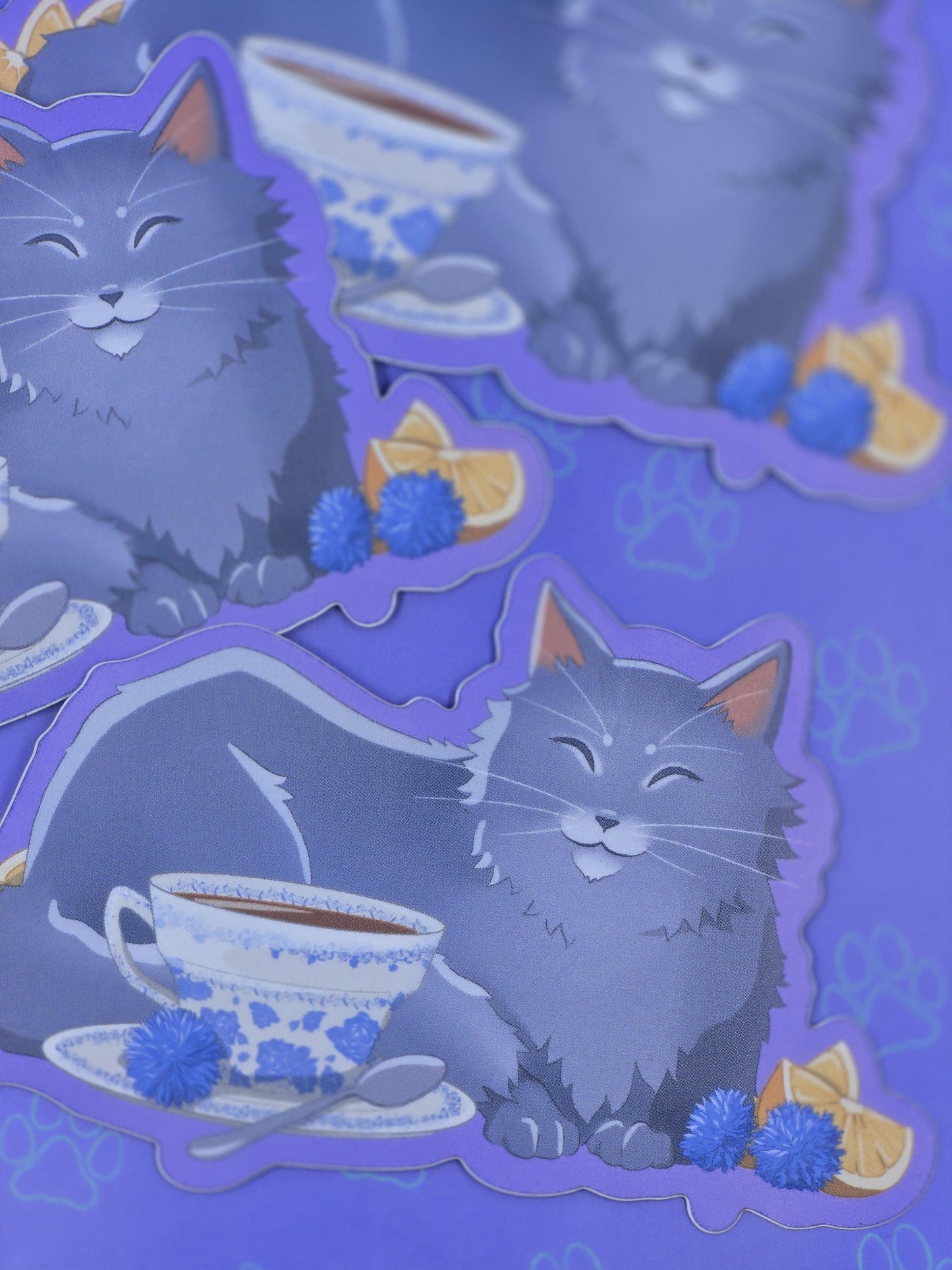 Cat-Cute-Matte Purrl Grey Cat Sticker |Matte Sticker| 4.25"x2.53"