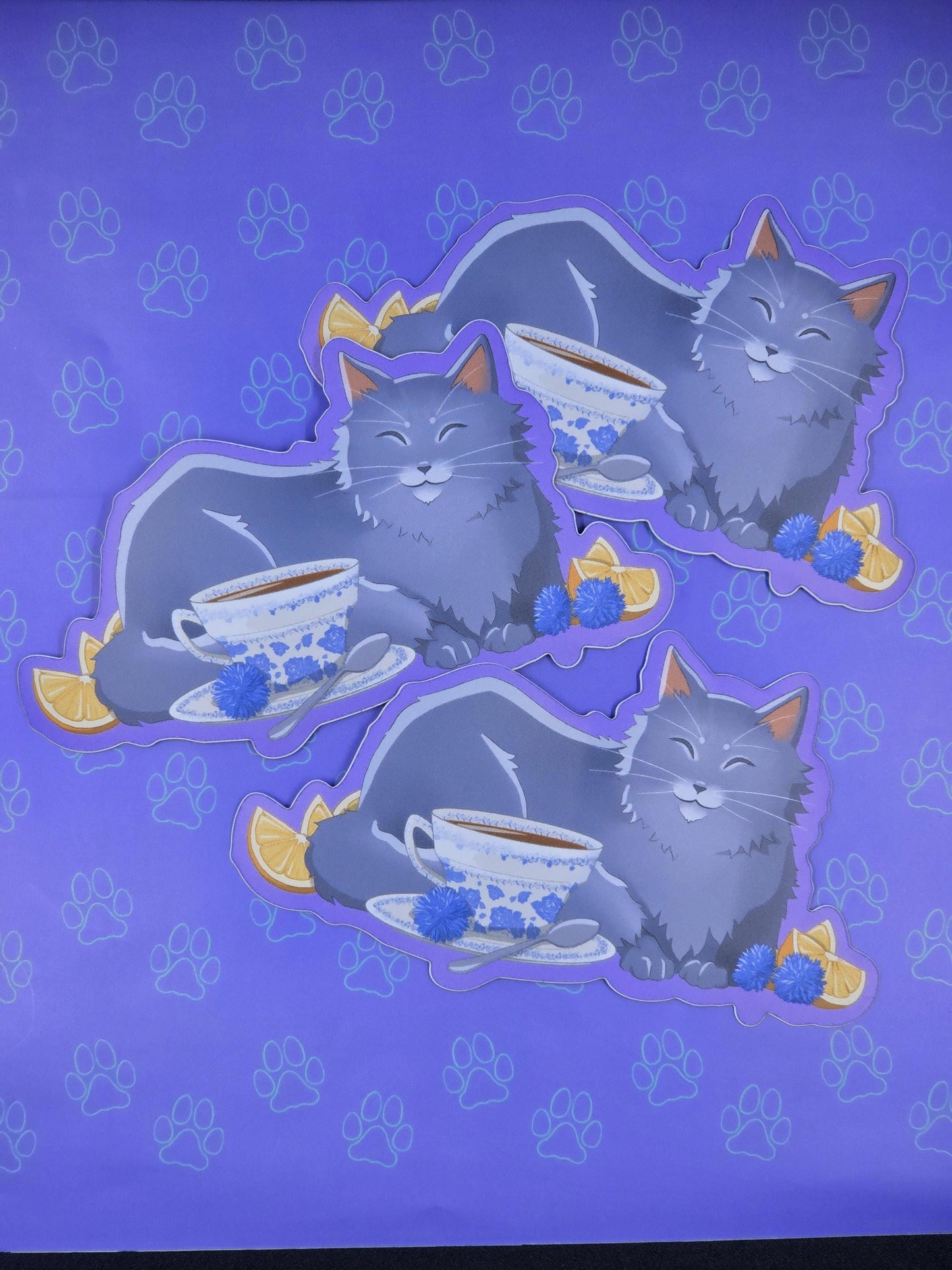 Cat-Cute-Matte Purrl Grey Cat Sticker |Matte Sticker| 4.25"x2.53"