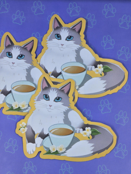 Cat-Cute-Matte Purrl Grey Cat Sticker |Matte Sticker| 3.38"x2.91"