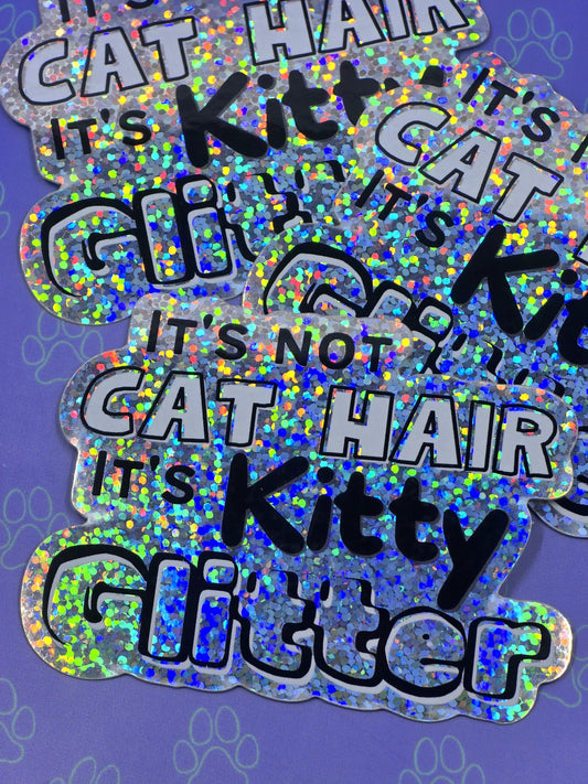 Cat-Cute-Glitter Kitty Glitter |Glitter Sticker| 3"x2.33"