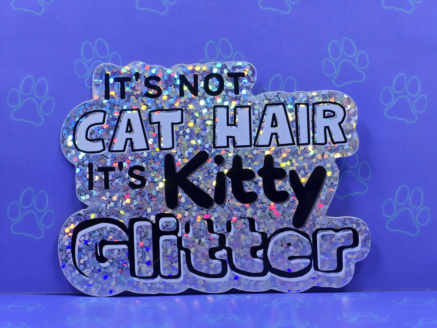 Cat-Cute-Glitter Kitty Glitter |Glitter Sticker| 3"x2.33"