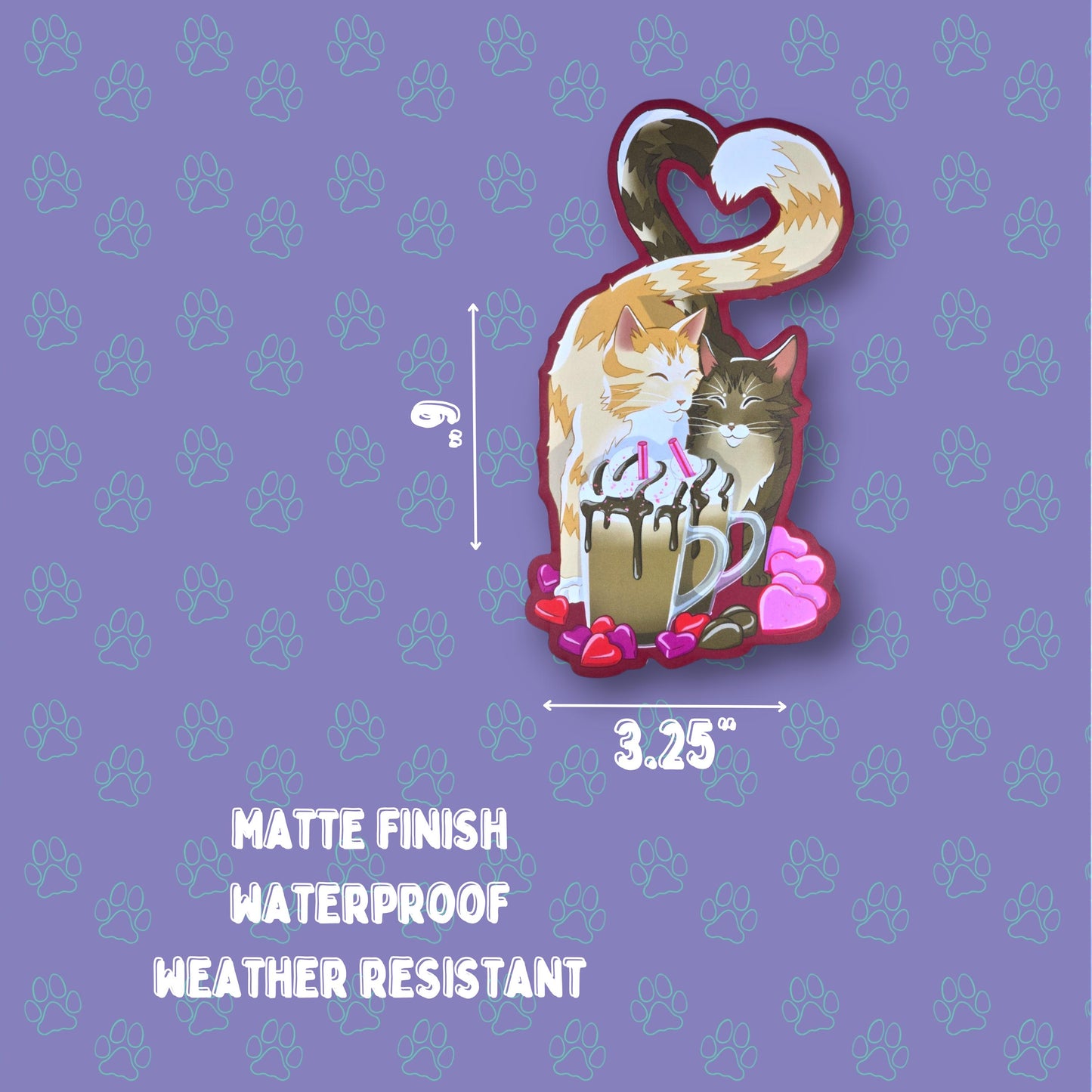 Cat-Cute-Matte Purrfect Pair Cat Sticker |Matte Sticker| 6"x3.25"