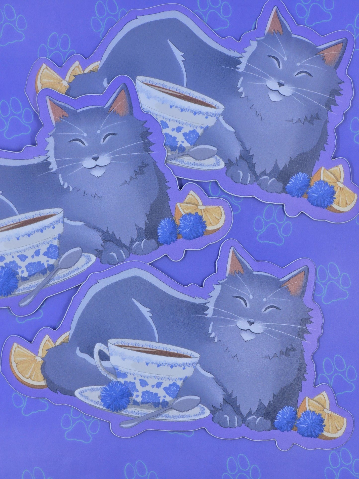 Cat-Cute-Matte Purrl Grey Cat Sticker |Matte Sticker| 4.25"x2.53"